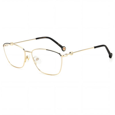 Carolina Herrera Modern Women's Alloy Steel Gold Black Prescription Ready Eyeglasses with Transparent Demo Lenses 57-16-145