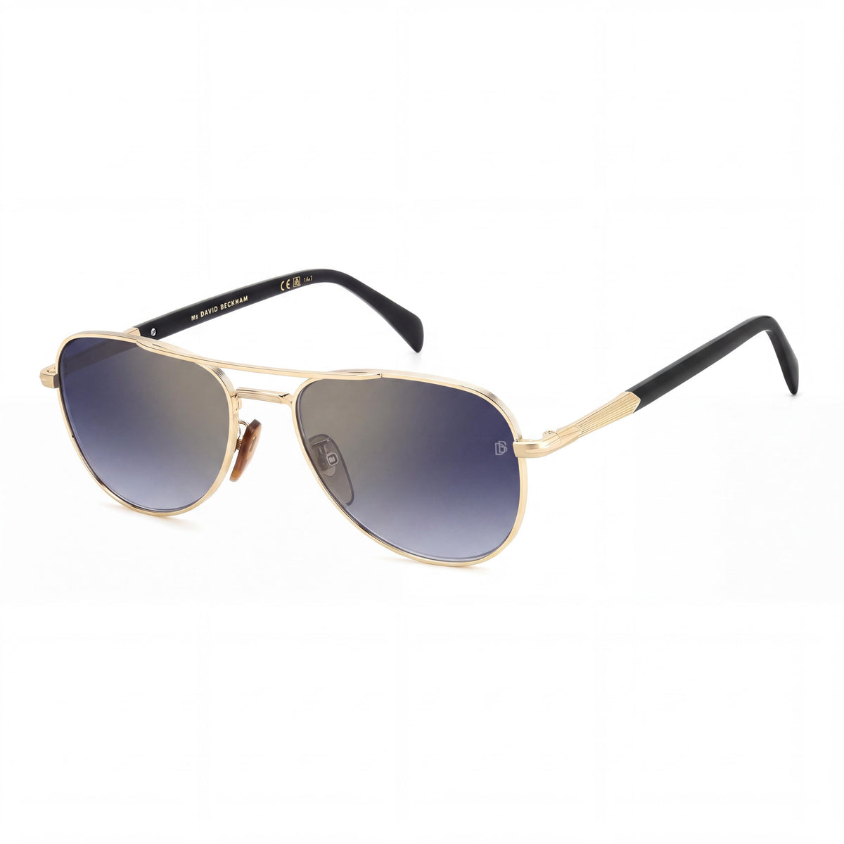 Beckham Classic Women's Metal Gold Black Frame Blue Shaded Gold Mirror Non-Polarized Nylon Lens Sunglasses 18mm, Photo 1