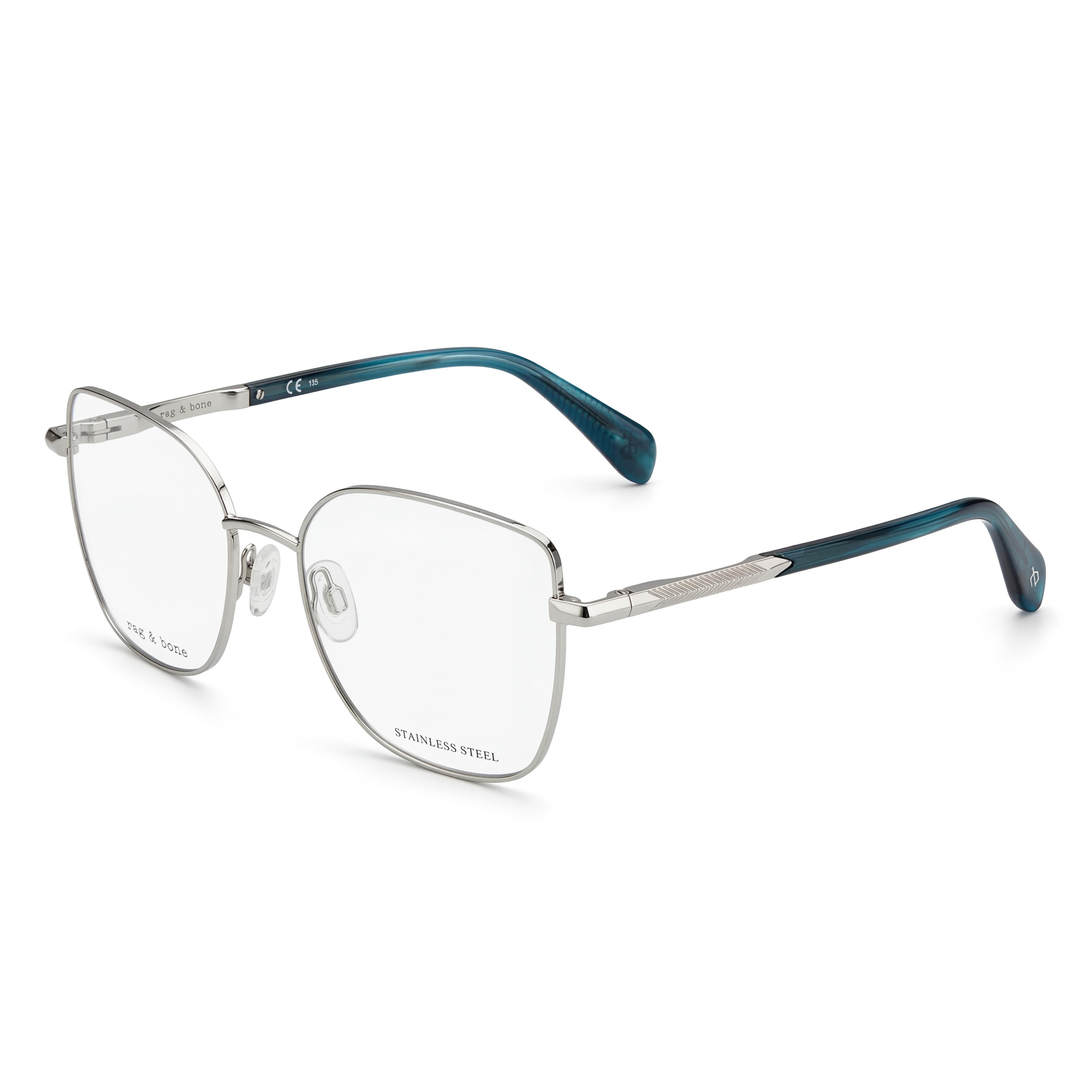 Rag & Bone Modern Women's Palladium Alloy Steel Frame Polycarbonate Lens Sunglasses with UV Protection 53mm, Photo 1