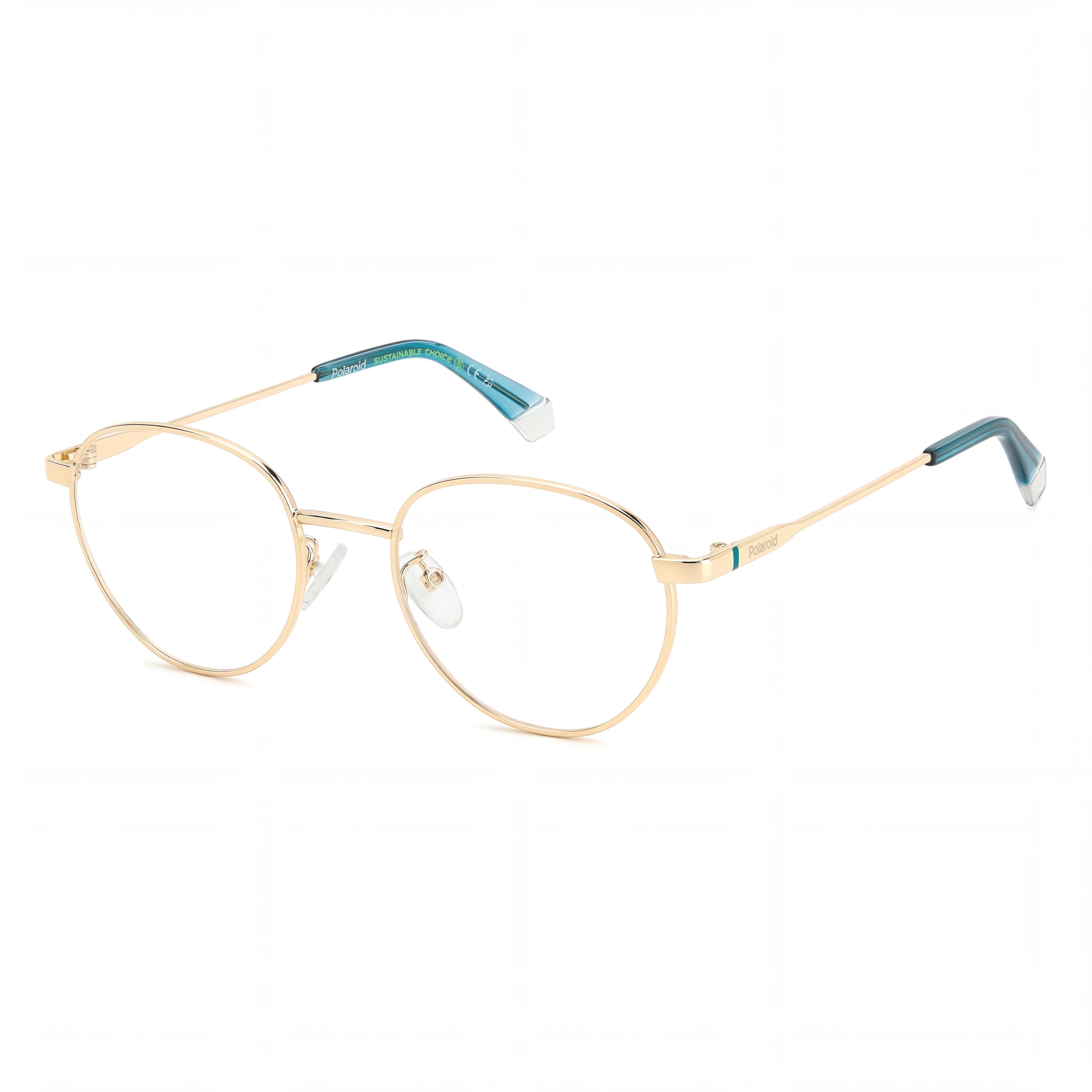 Polaroid PLD D522/G Gafas Ópticas Casuales para Hombre Marco de Metal Ecológico Dorado Azul 51-20, Photo 1