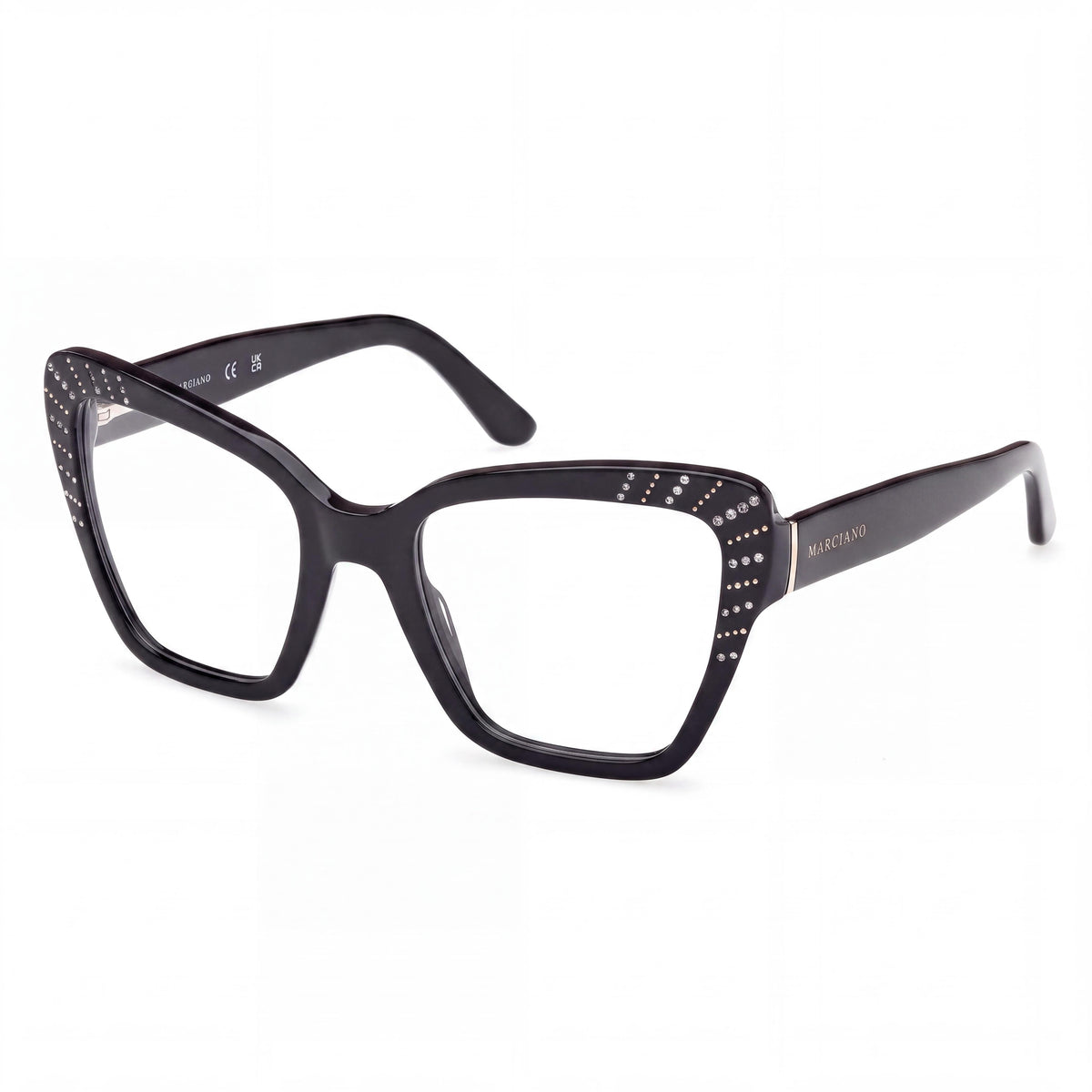 GUESS by Marciano Gm50034 Women's Shiny Black Plastic Frame Polycarbonate Non- Eyeglasses 53/20/140, Photo 1