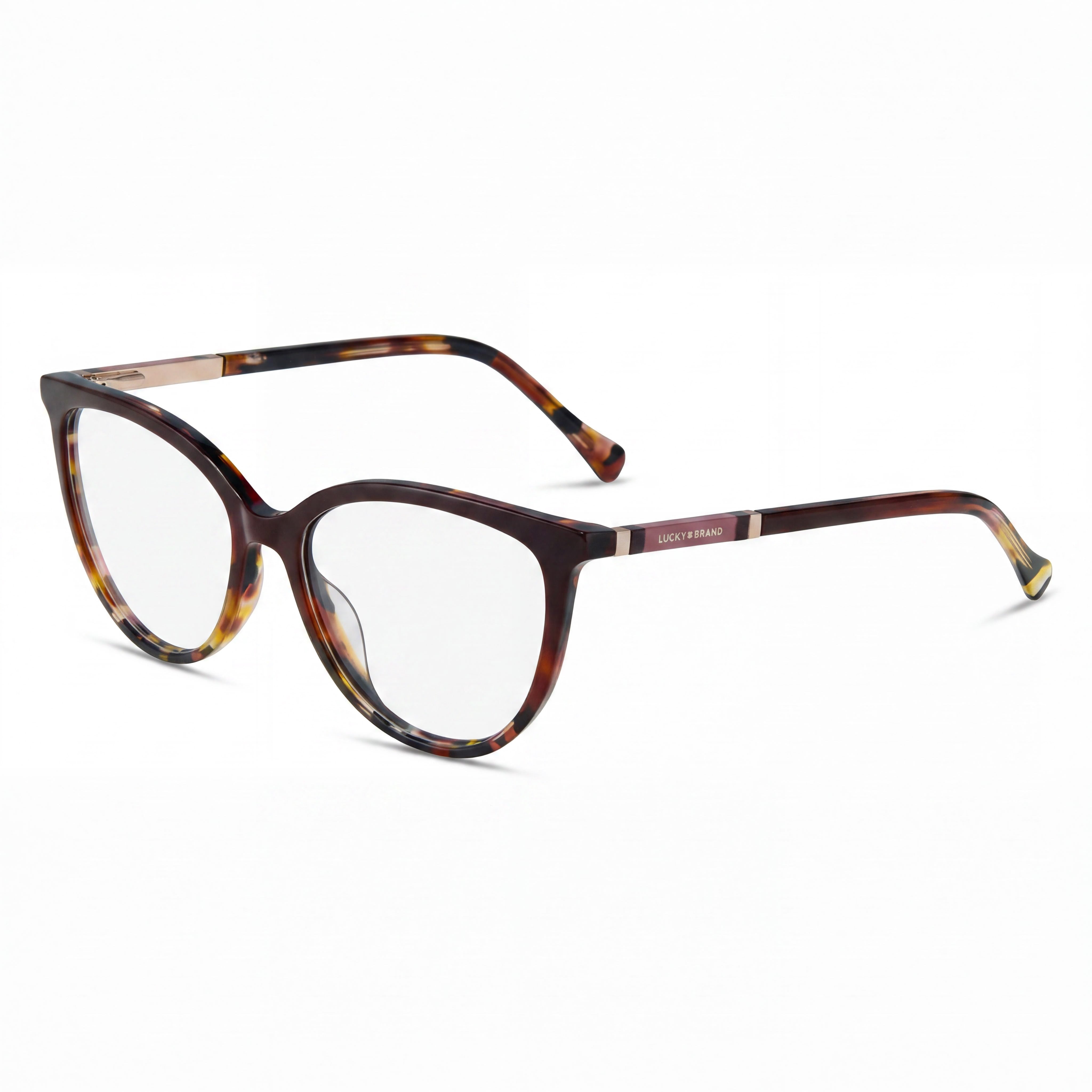 Gafas de plástico ojo de gato Lucky Brand D226 para hombre, marrón habana malva 52-16-135, Photo 1