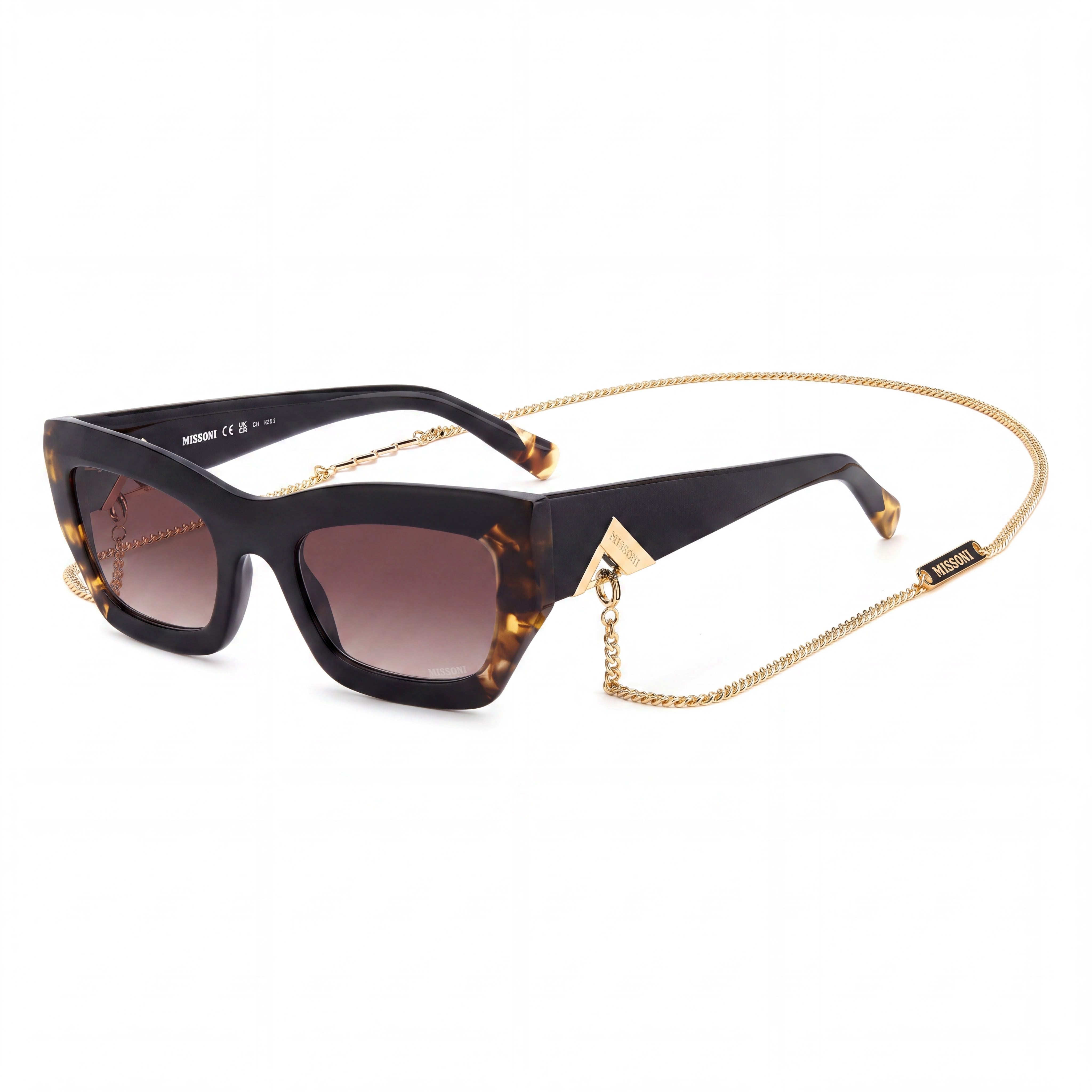 M Missoni Missoni Seasonal Unisex Black Havana Plastic Sunglasses, Brown Shaded Non-Polarized UV Lenses, 53mm, Photo 1