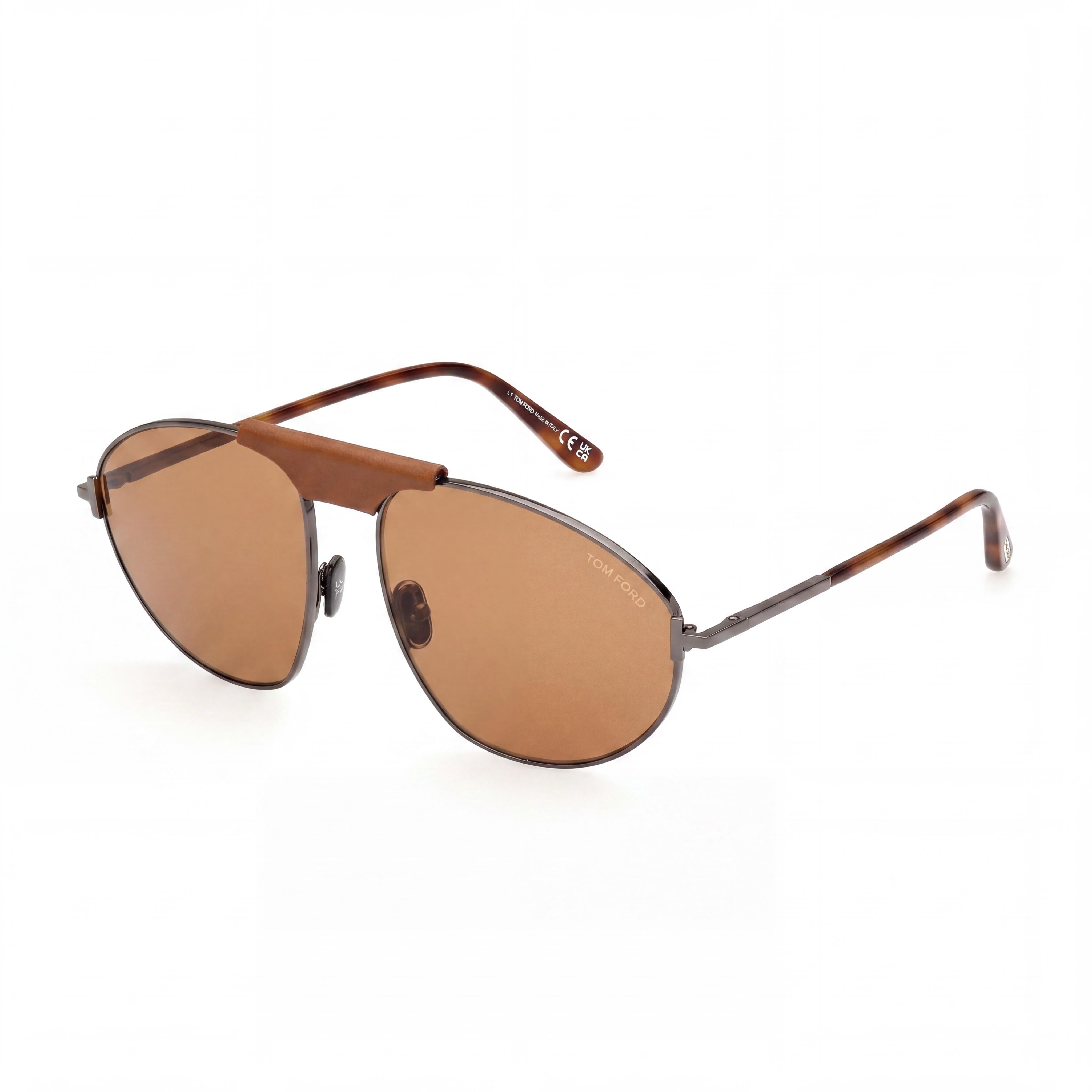 Gafas de sol Tom Ford Ken Ft 1095 de metal para hombre, montura de rutenio marrón brillante, lentes marrones, talla 60-16-140, Photo 1