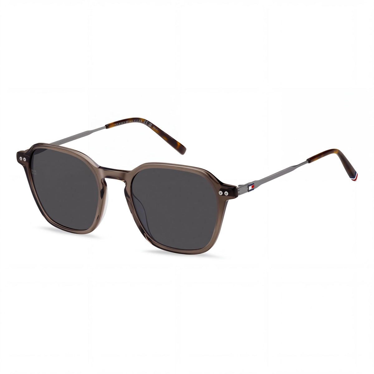 Gafas de sol Tommy Hilfiger de mujer contemporáneas con montura de metal marrón, lentes marrones no polarizadas y 100% protección UV de 53mm, Photo 1