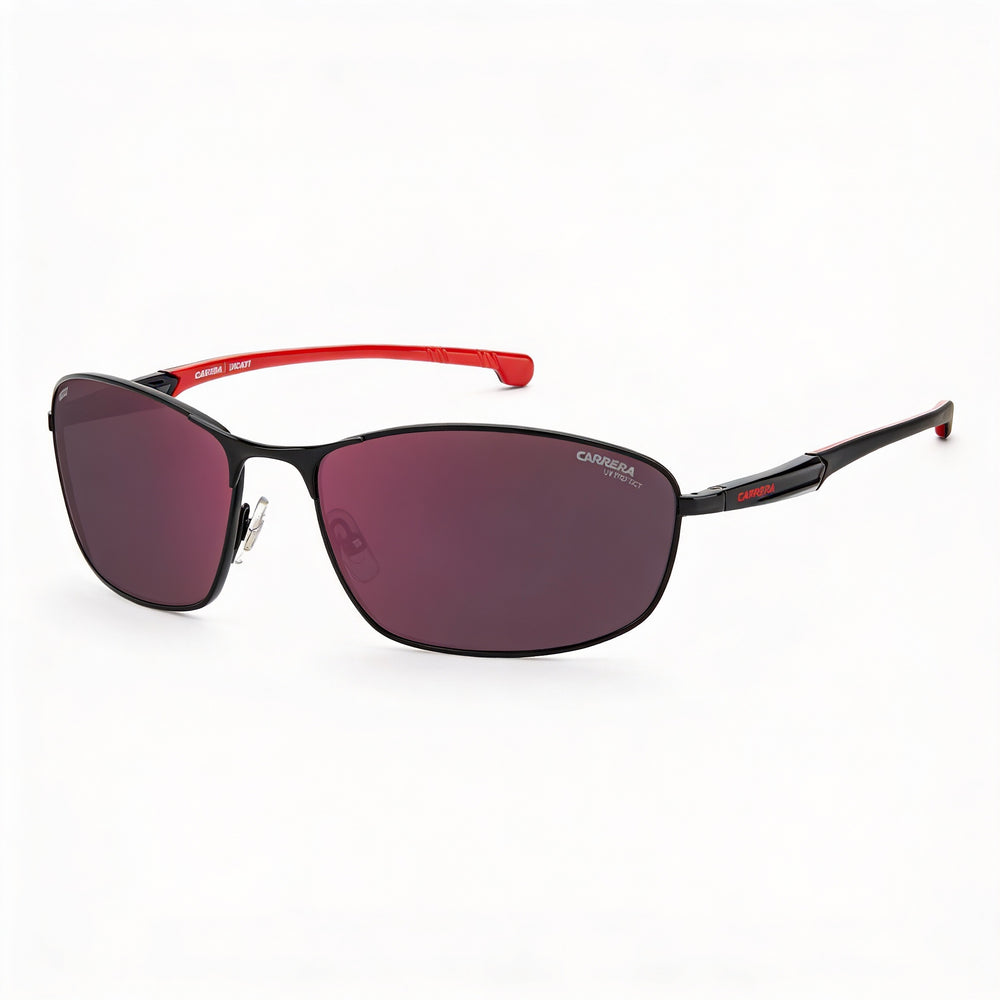 Carrera Classic Unisex Black and Red Stainless Steel Sunglasses with UV Protected Polycarbonate Lenses, 64mm Lens Width