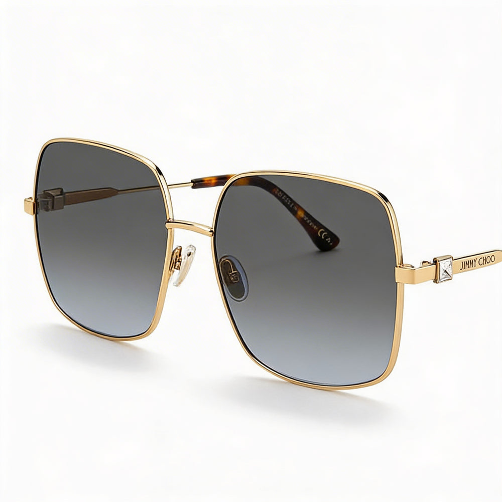 JIMMY CHOO Classic Women's Stainless Steel Rose Gold Polycarbonate UV Protection Sunglasses 58-16-145