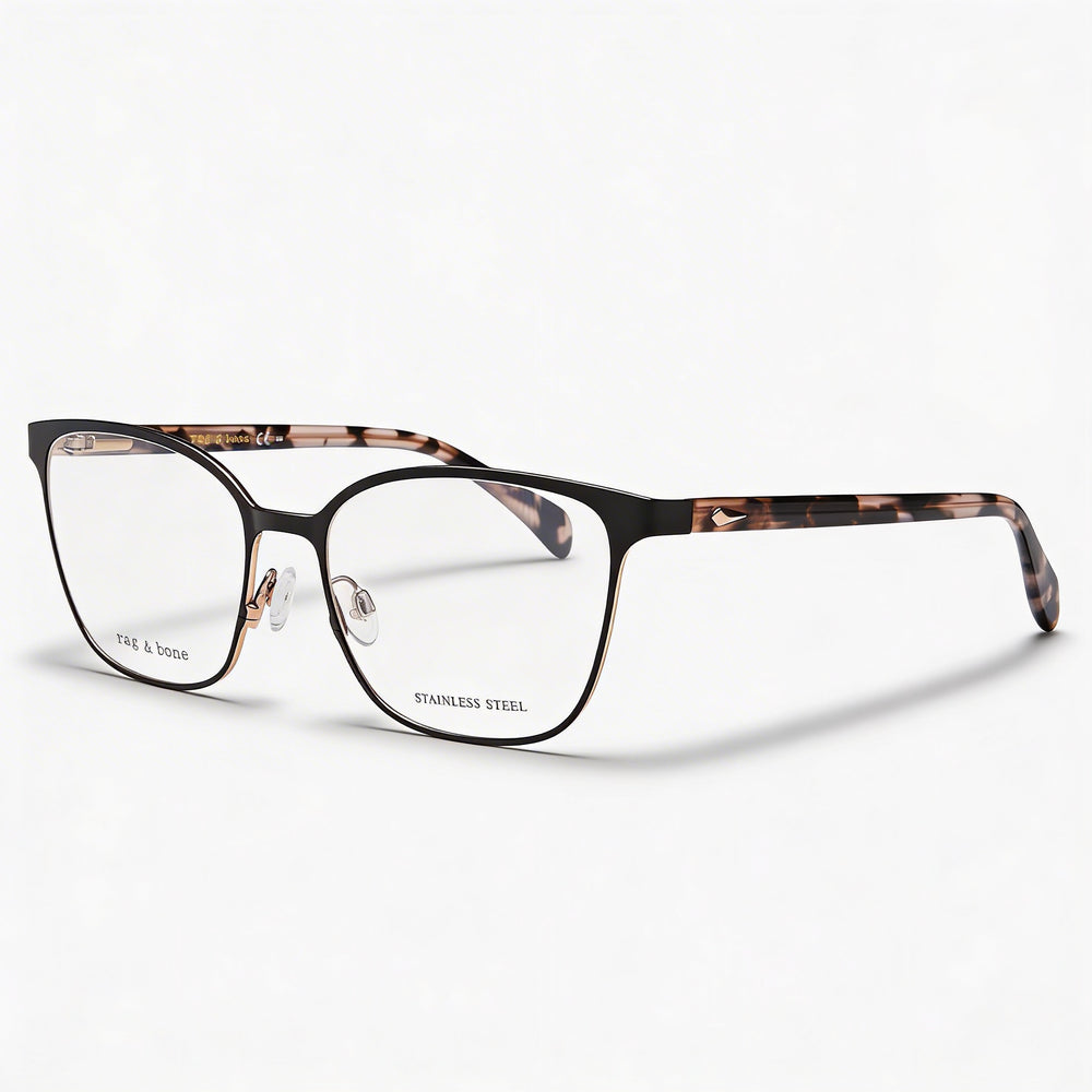 Gafas de Sol Modernas para Mujer Rag & Bone, Montura de Acero de Aleación Negra con Lentes de Policarbonato Negras, 53mm