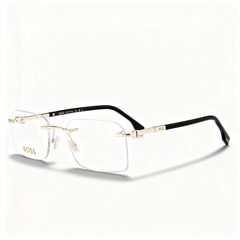 Colección de gafas Hugo Boss: Boss 1551/a, gafas ópticas con montura de metal negro y dorado para hombre, ancho de lente de 54 mm