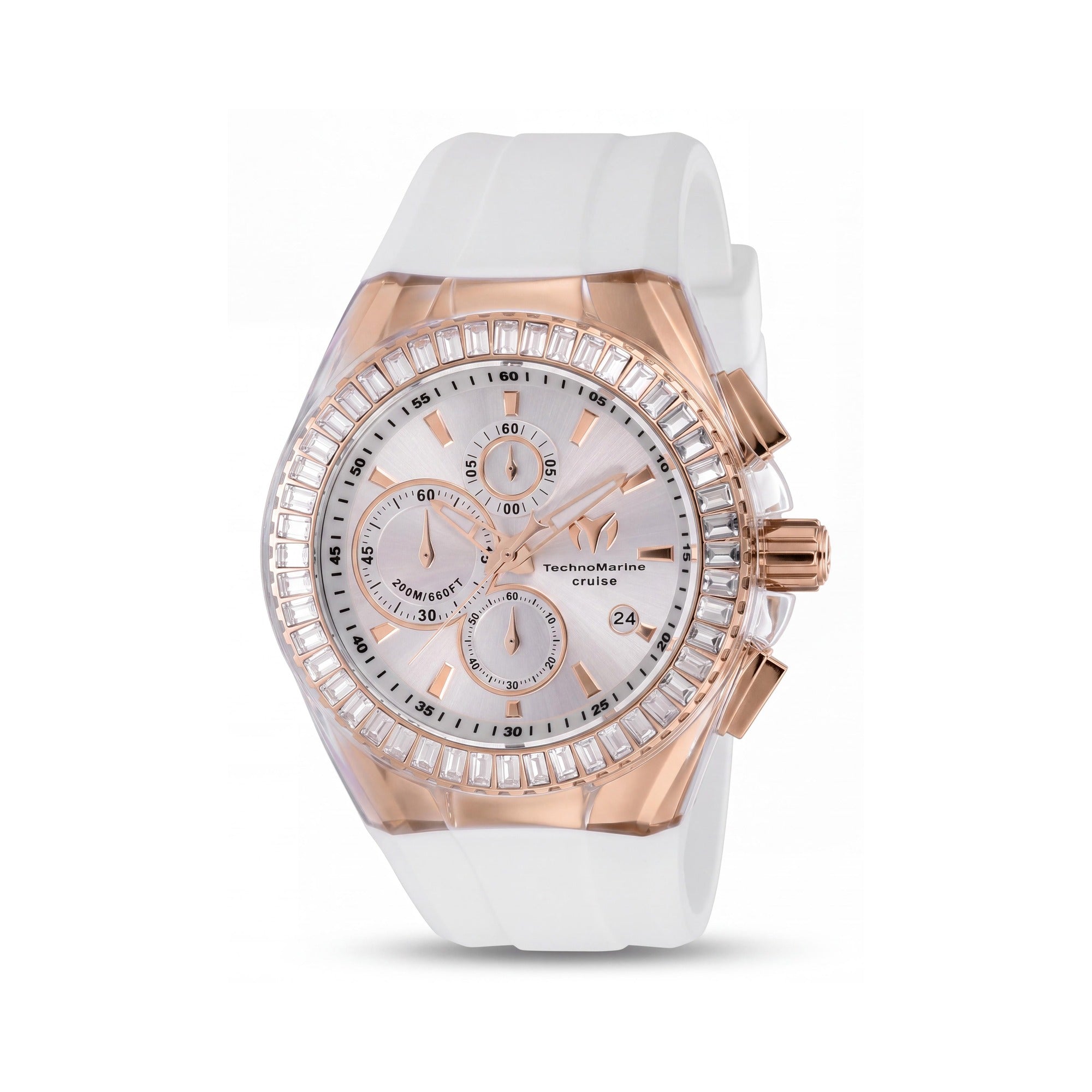 Technomarine Men's TM-121161 Cruise Chronograph Quartz Watch, Rose Gold-tone Case, White Silicone Band, 45mm, Photo 1