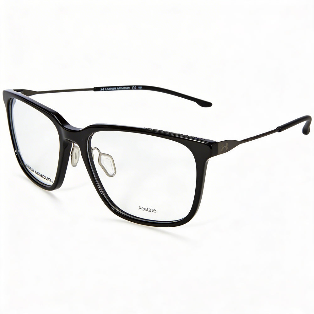 Gafas de sol unisex de la colección Modern de Under Armour con montura de acetato negro y lentes de policarbonato, tamaño 55 mm
