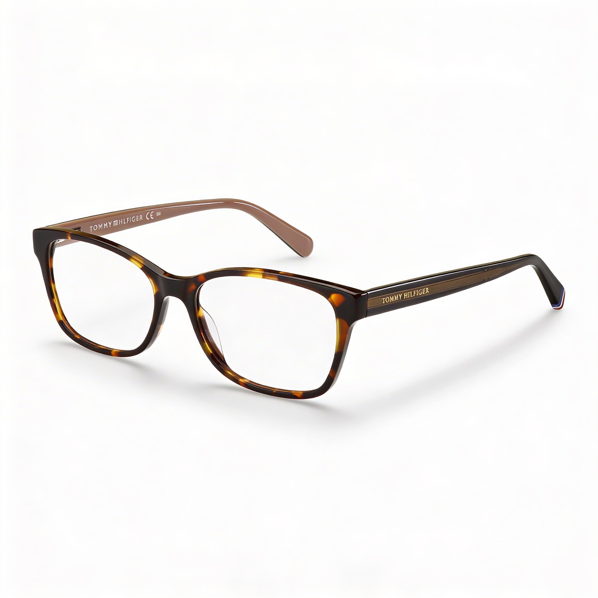 Tommy Hilfiger TH 2008 Women's Rectangular/Square Plastic Eyeglasses, Havana 52-16-140, Photo 1