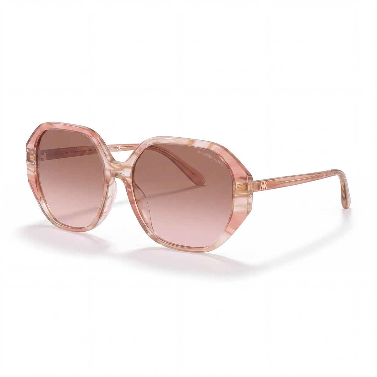 Gafas de sol redondas para mujer Michael Kors MK2138U de acetato, color rosa transparente con degradado marrón, protección UV, 57 mm, Photo 1
