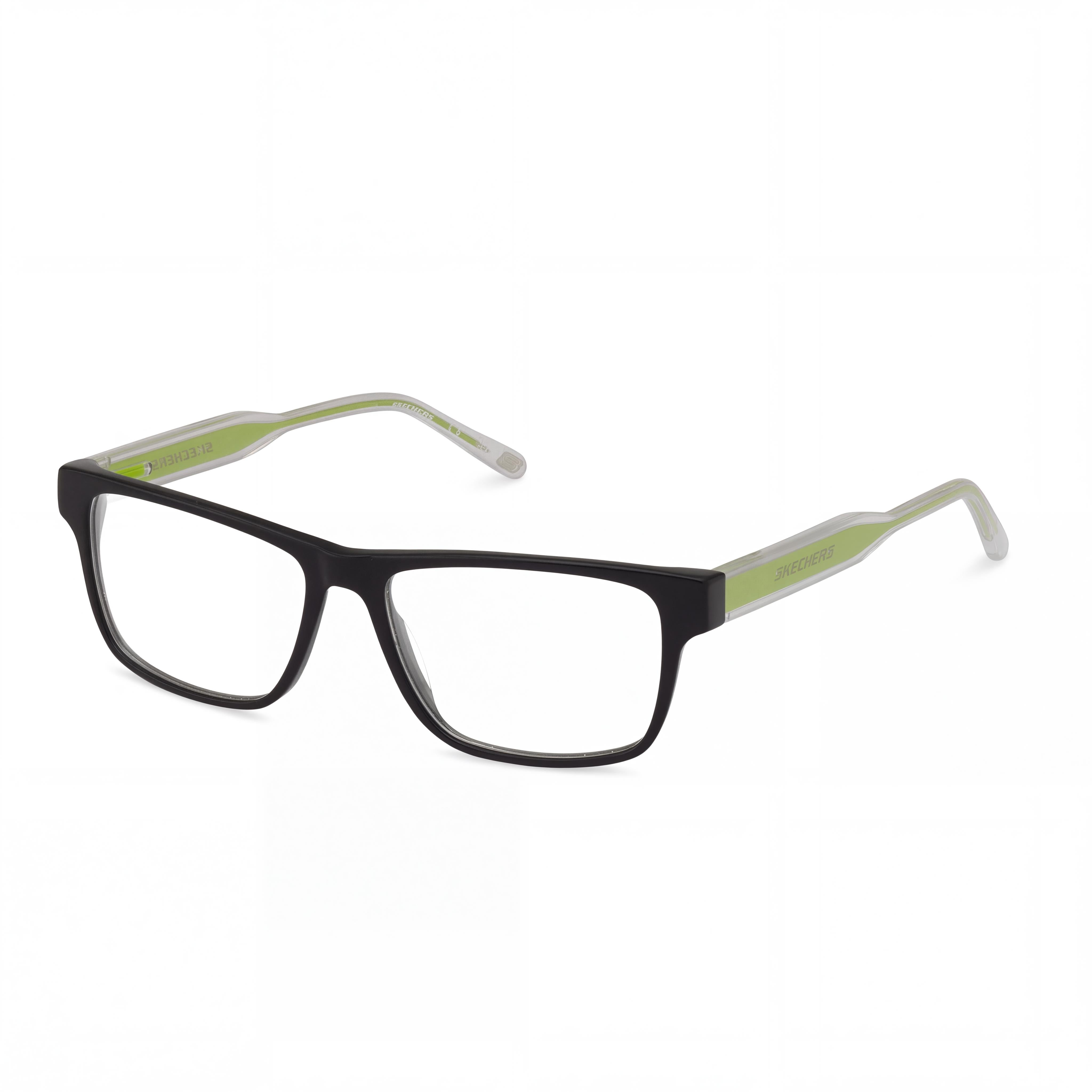 Skechers Women's Rectangular Plastic Frame Sunglasses, Shiny Black & Crystal Frame with Shiny Black Lens, 53mm, Photo 1