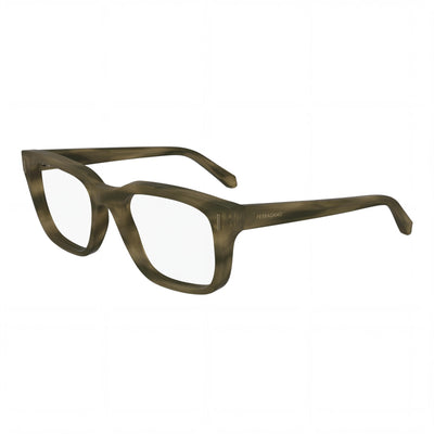Ferragamo Sf2996 Men's Acetate Eyeglasses with Striped Khaki Frame and Striped Khaki Polycarbonate Lenses 54mm