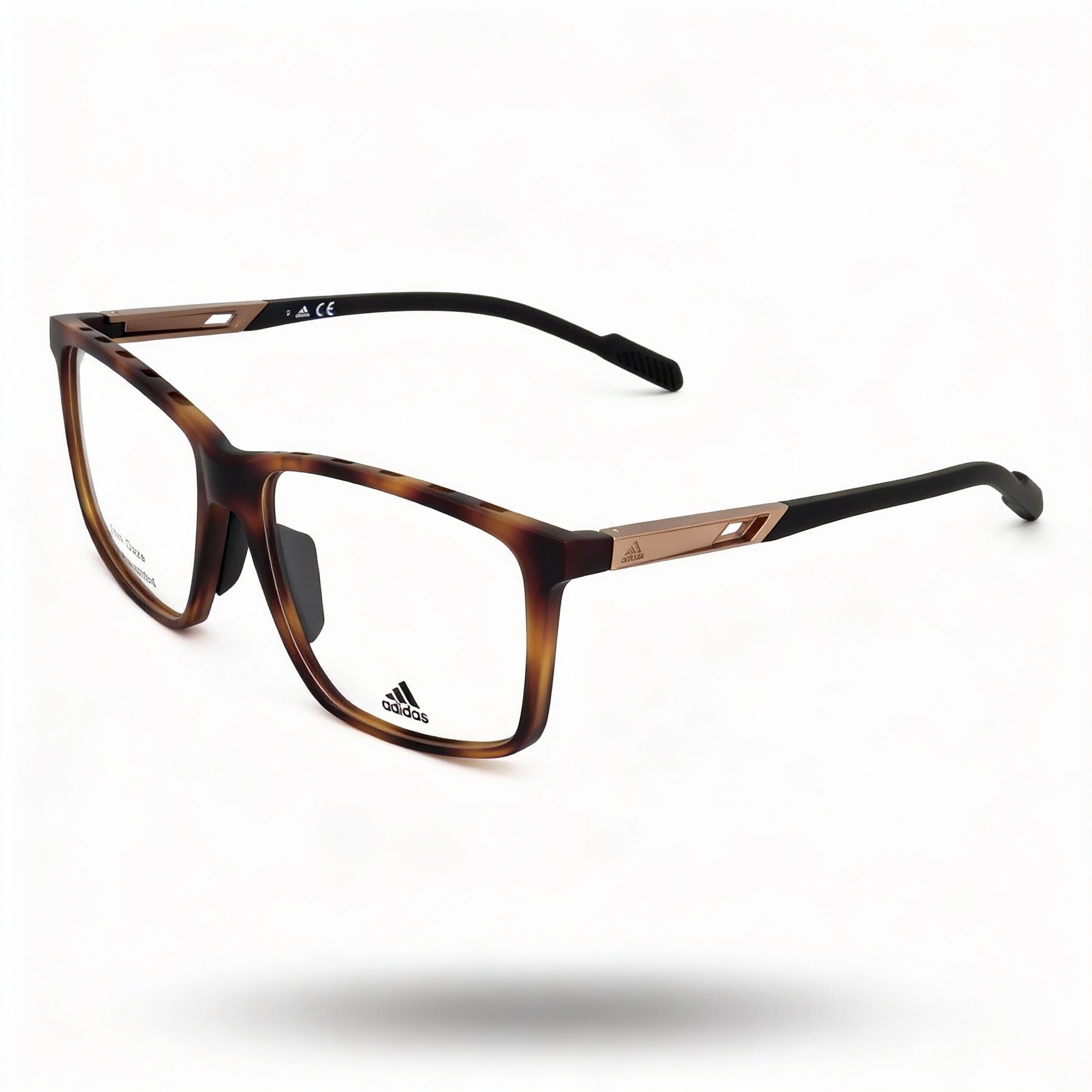 adidas Casual Men's Dark Havana Injected Ophthalmic Eyewear with Transparent Polycarbonate Lenses 57-16-145