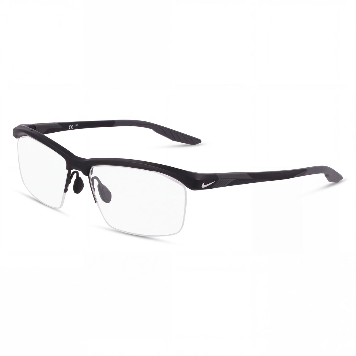 Nike Men's Casual Plastic Frame Ophthalmic Glasses, Matte Black with Transparent Lenses, Lens Width 56mm, Photo 1