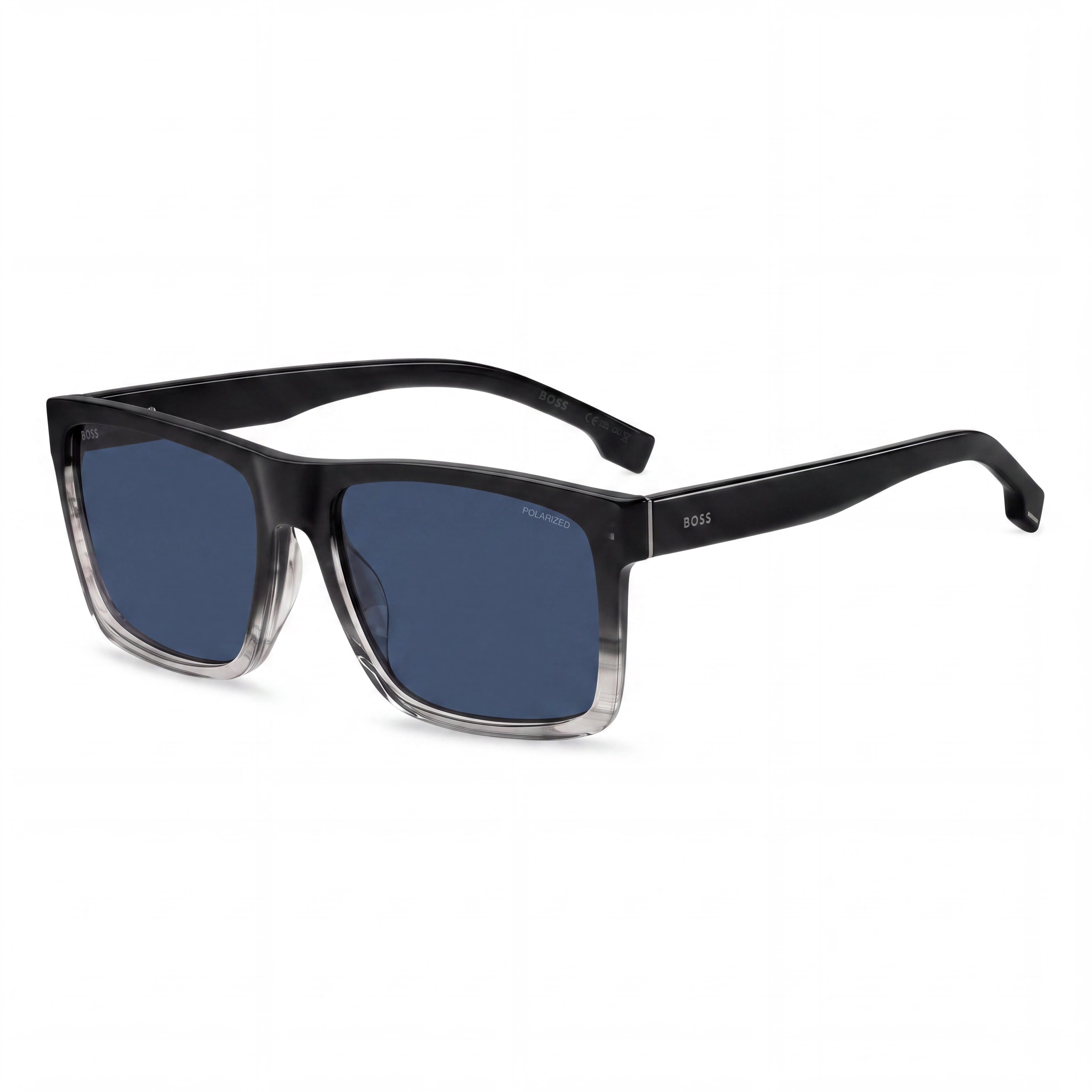 Gafas de sol rectangulares de acetato HUGO BOSS BLACK para mujer, protección UV, gris azul sombreado negro, 59mm, Photo 1