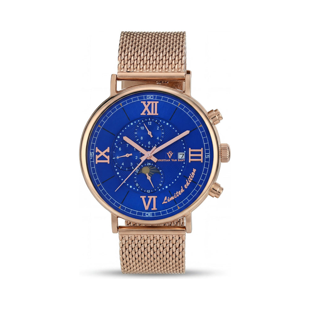 Christian Van Sant Men's Automatic Blue Dial Stainless Steel Mesh Bracelet Watch