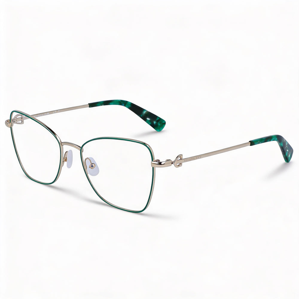 Longchamp LO2157 Casual Eyeglasses with a Gold Green Metal Frame and Polycarbonate Lenses, 52mm