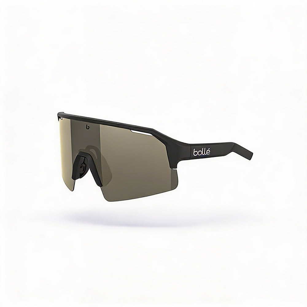 bollé Modern Unisex Sunglasses for Mountain Biking with Black Matte Gold Nylon Frame 140mm Lens