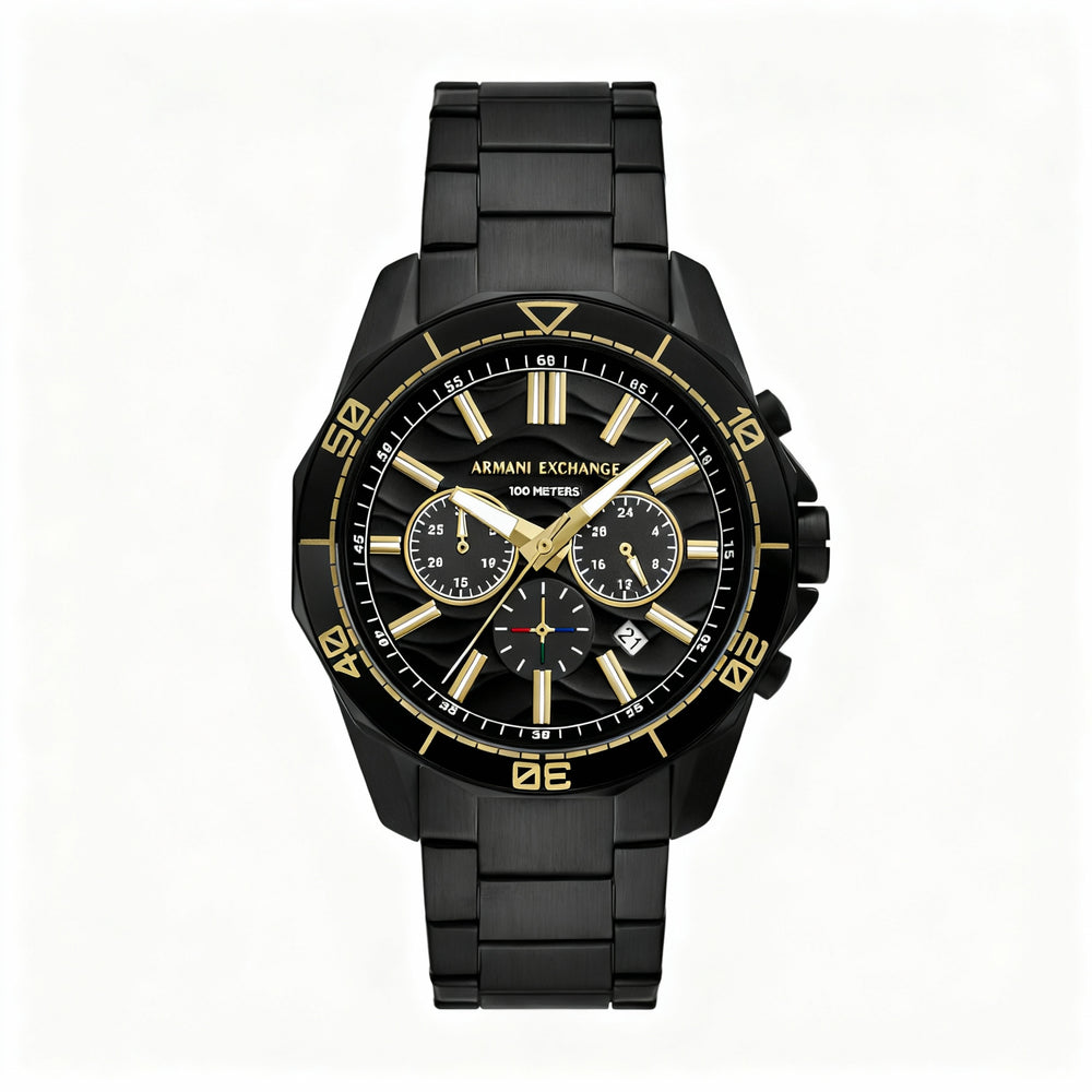Reloj cronógrafo A|X Armani Exchange Sport-Luxury para hombre, de acero inoxidable, con detalles en oro negro y 44 mm