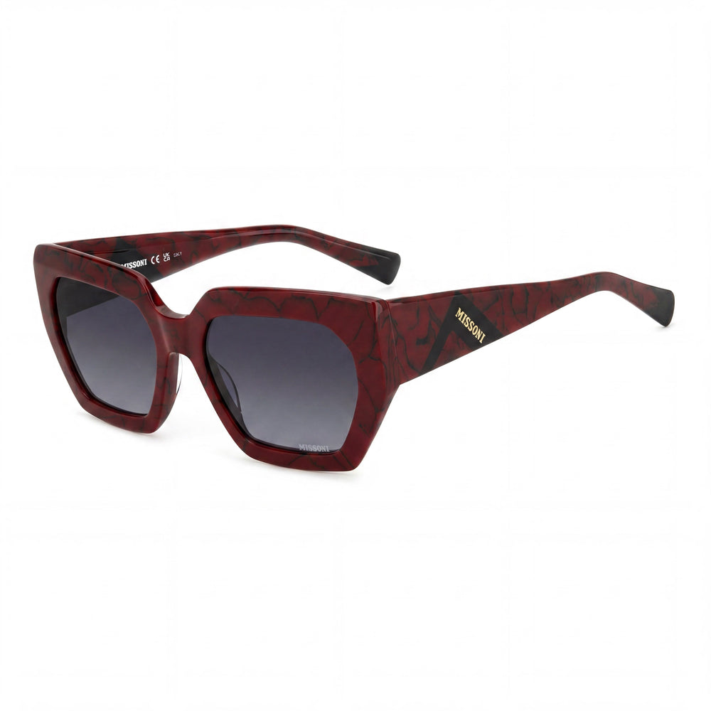 M Missoni Casual Women's Marble Red Acetate Frame Dark Grey Shaded Lenses Sunglasses 55-19-140mm