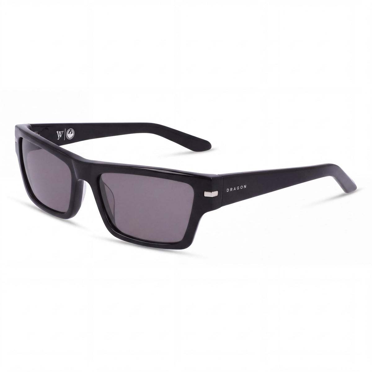 Dragon Alliance DR113S Unisex Rectangle Acetate Shiny Black Sunglasses with Lumalens Smoke Non-Polarized UV Protection Lenses 55mm, Photo 1
