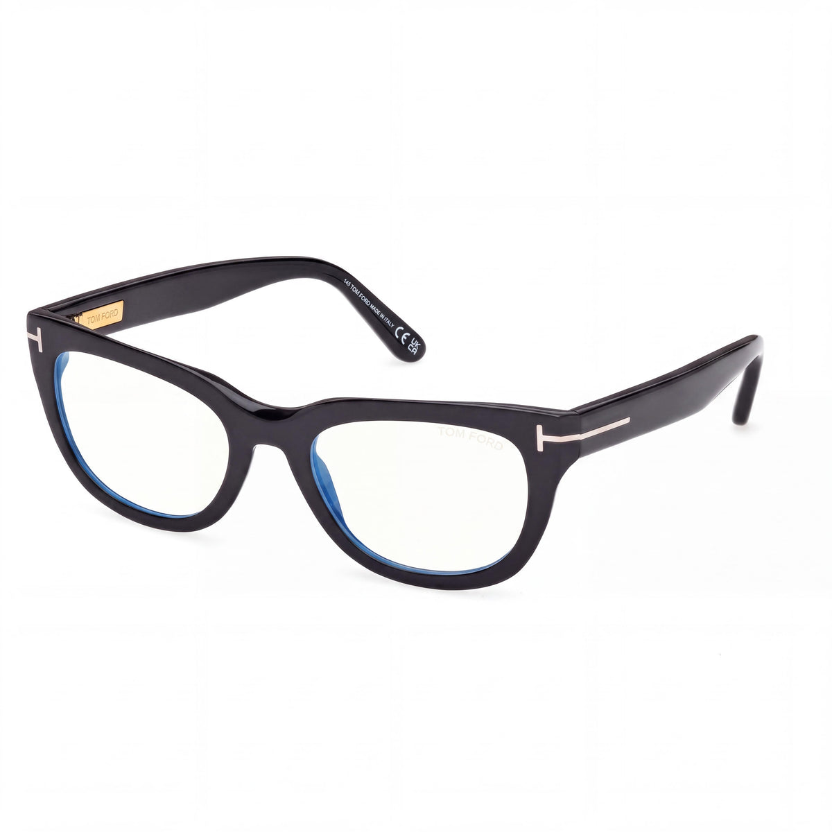 Gafas Marcolin para mujer Ft6066-b de estilo clásico, montura de plástico con filtro azul en negro brillante y lentes negras de 53 mm, Photo 1