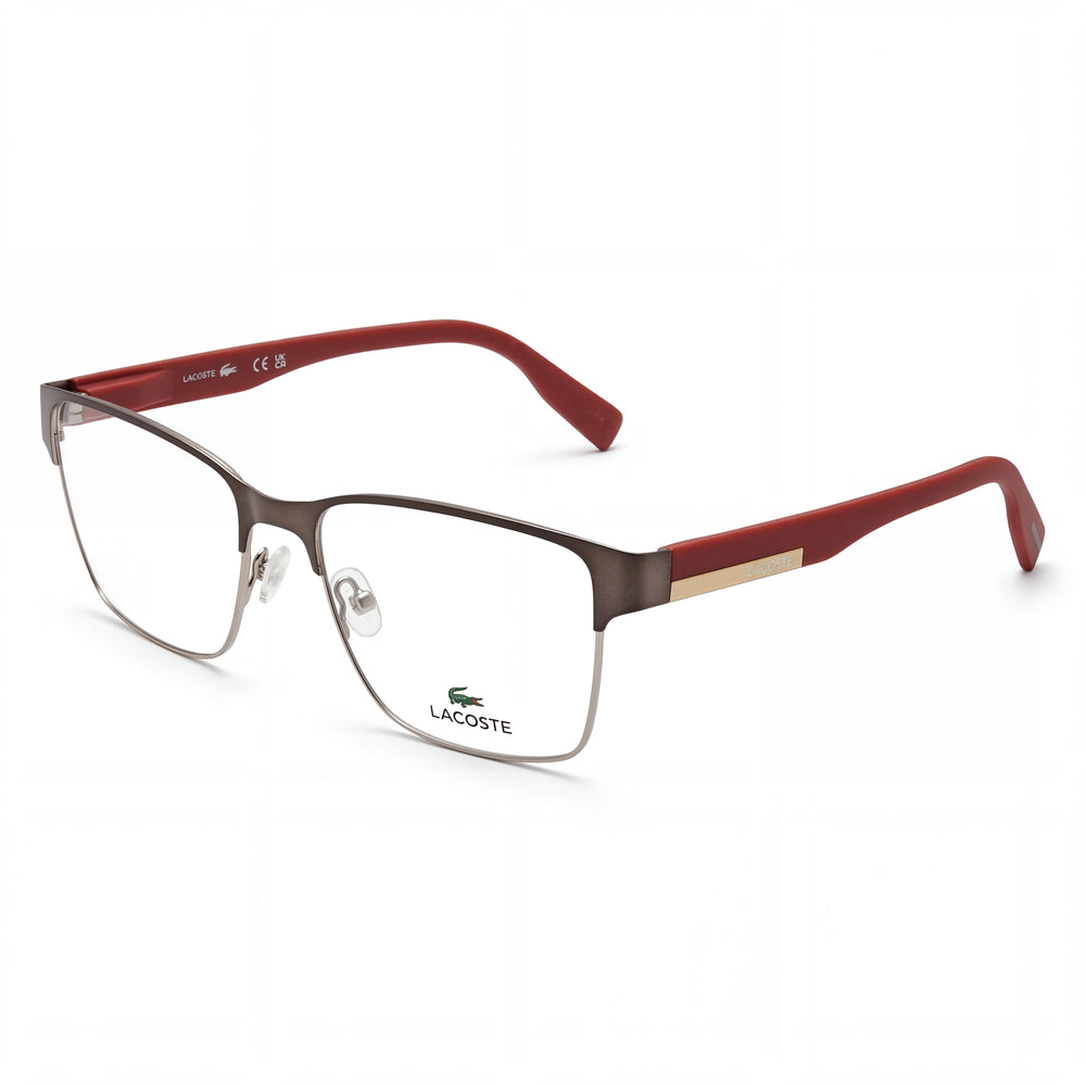 Gafas Lacoste Modern unisex, montura de aleación de acero, lentes de policarbonato, sin polarizar, gris oscuro mate, 55 mm