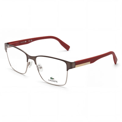 Gafas Lacoste Modern unisex, montura de aleación de acero, lentes de policarbonato, sin polarizar, gris oscuro mate, 55 mm