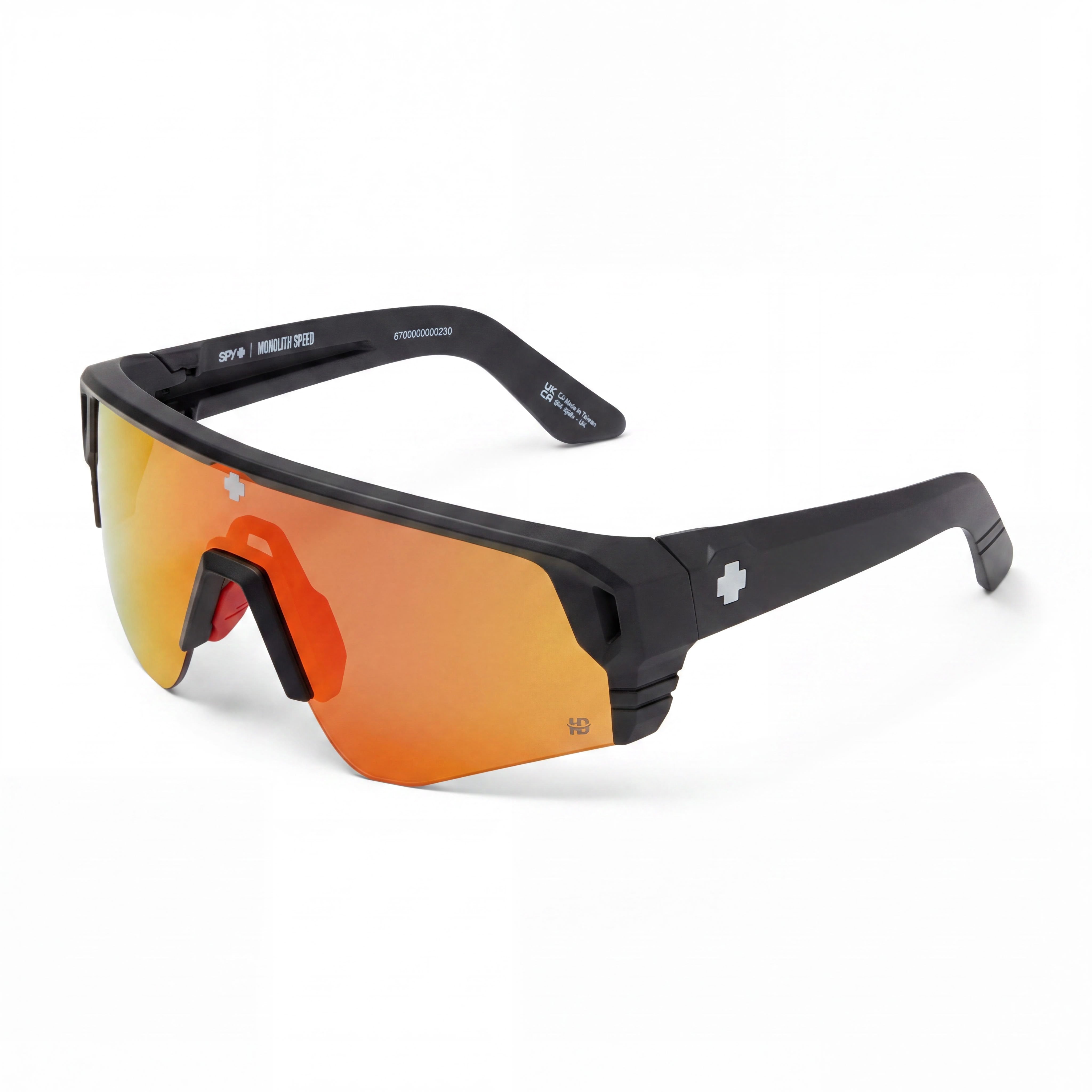 Spy Monolith Speed Unisex Matte Black Happy Boost Polar Orange Mirror UV Protected 142mm Sunglasses, Photo 1