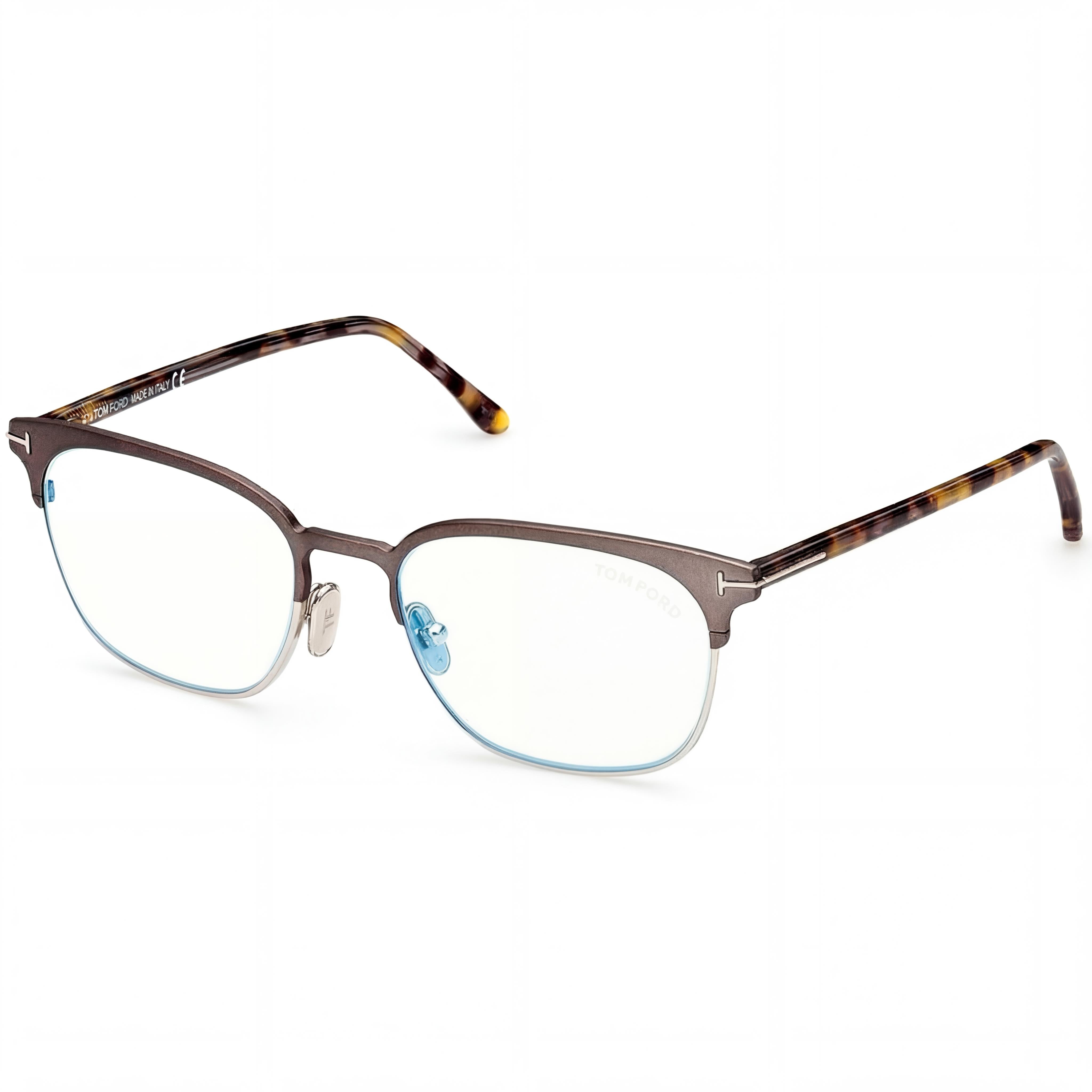 Gafas de vista Tom Ford Ft5799-b para hombre, cuadradas, de metal, con diseño de bloques azules, color bronce oscuro mate, estilo habano, 53 mm, Photo 1