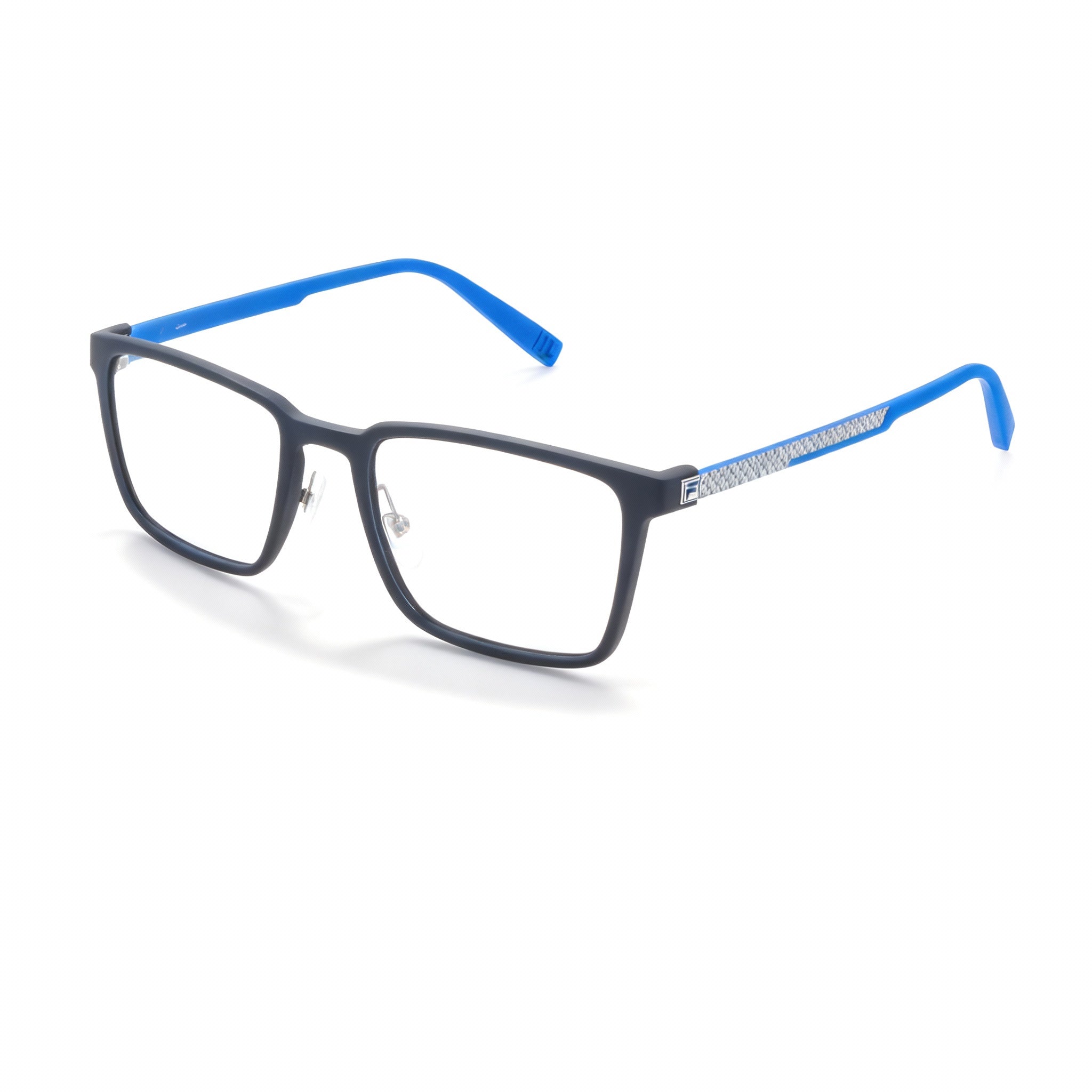 Fila VFI121 Men's Full-frame Plastic Eyeglasses Rubberized Blue, Non Polarized Polycarbonate Lenses, 53mm