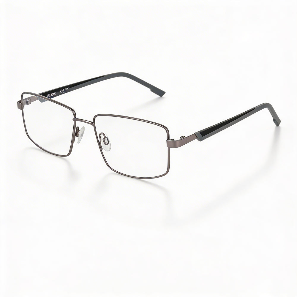 Gafas ópticas Flexon H6085 para hombre con montura de metal, color plomo mate, lentes de policarbonato transparente, 55 mm