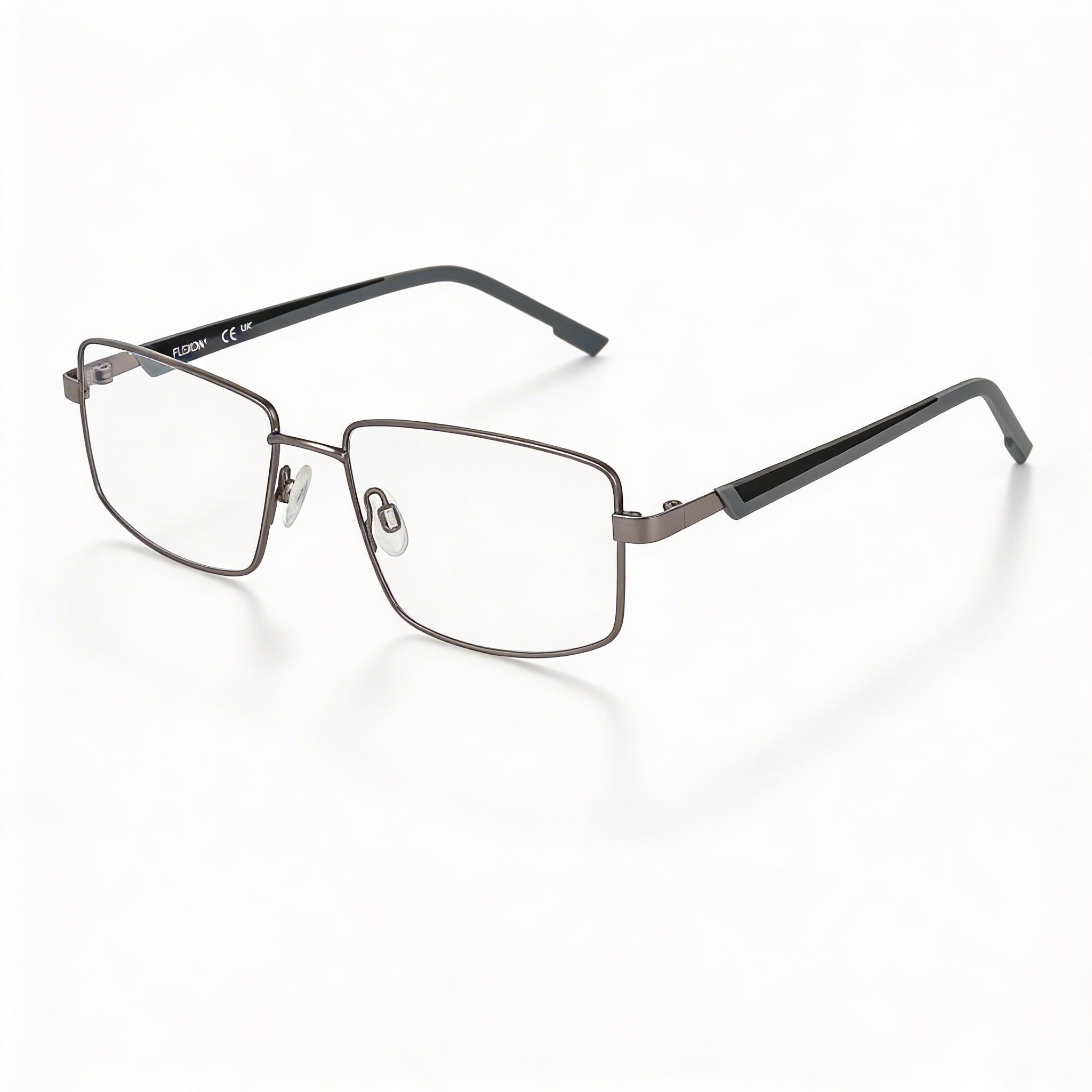Flexon H6085 Men's Optical Eyeglasses with Metal Frame, Matte Gunmetal, Clear Polycarbonate Lenses, 55mm, Photo 1