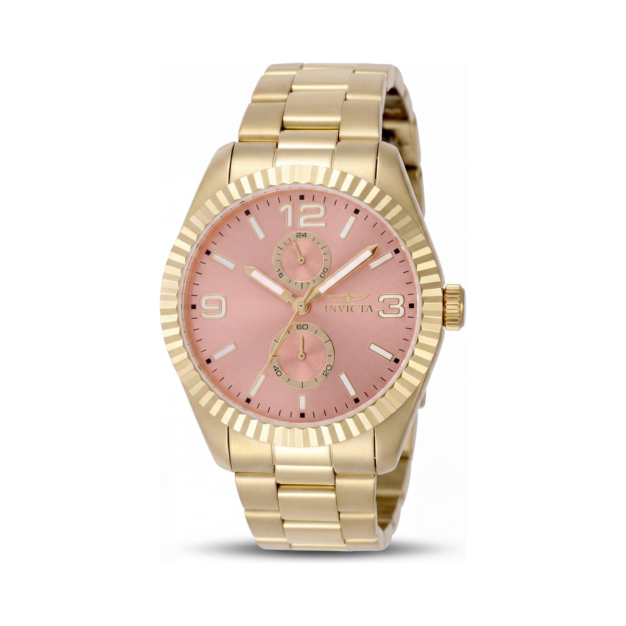 Reloj de pulsera de cuarzo unisex Invicta Specialty 49531, caja de acero inoxidable dorado, esfera de oro rosa, 43 mm, Photo 1