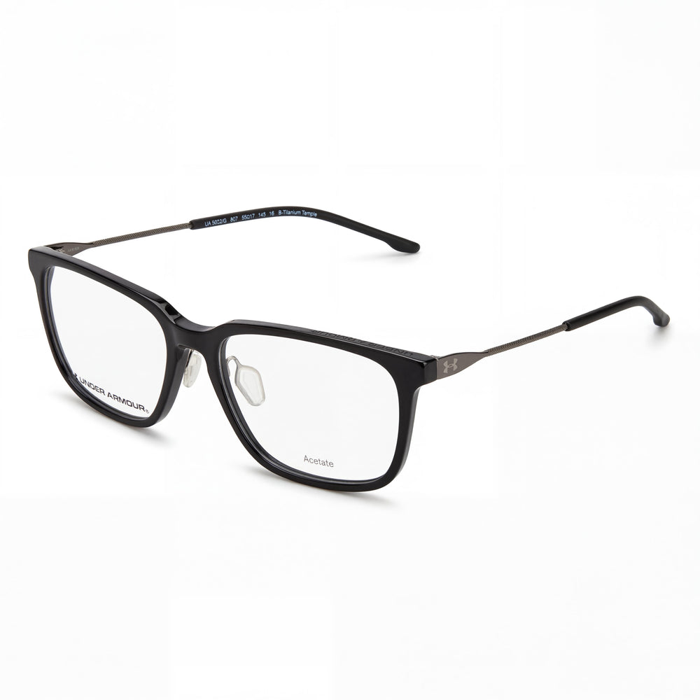 Gafas de sol unisex de la colección Modern de Under Armour con montura de acetato negro y lentes de policarbonato, tamaño 55 mm