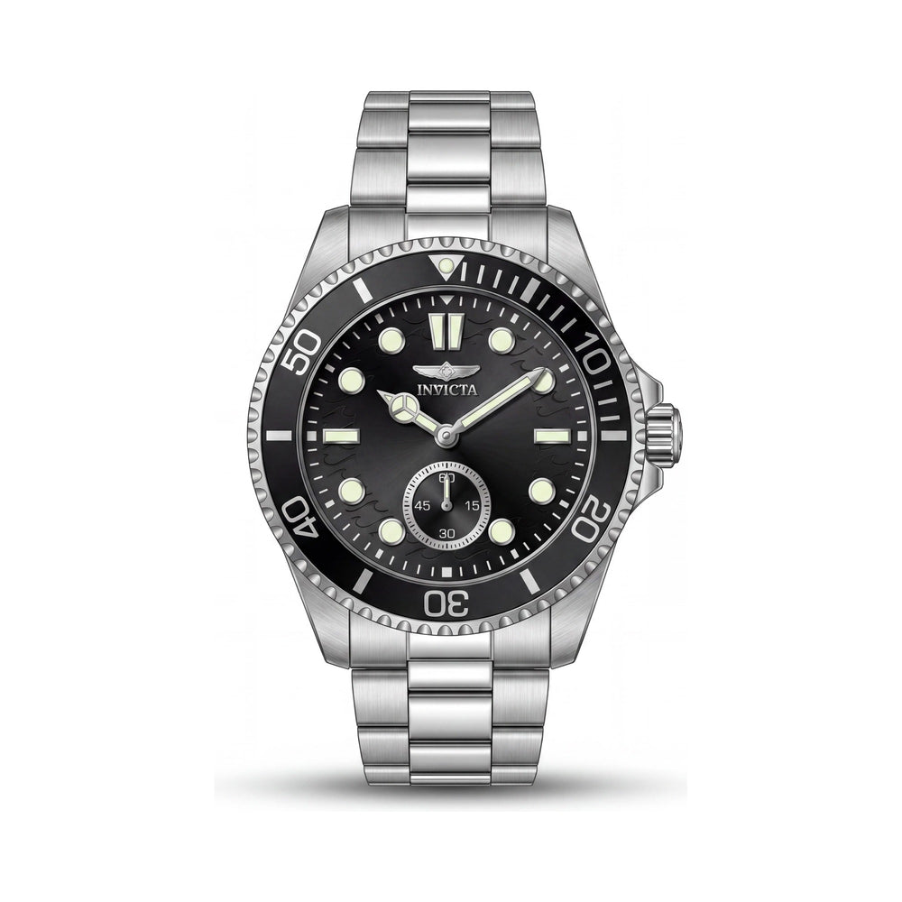 Invicta Pro Diver 49421 Men's Silver Stainless Steel Bracelet Quartz Watch with Black Dial, 43mm Case