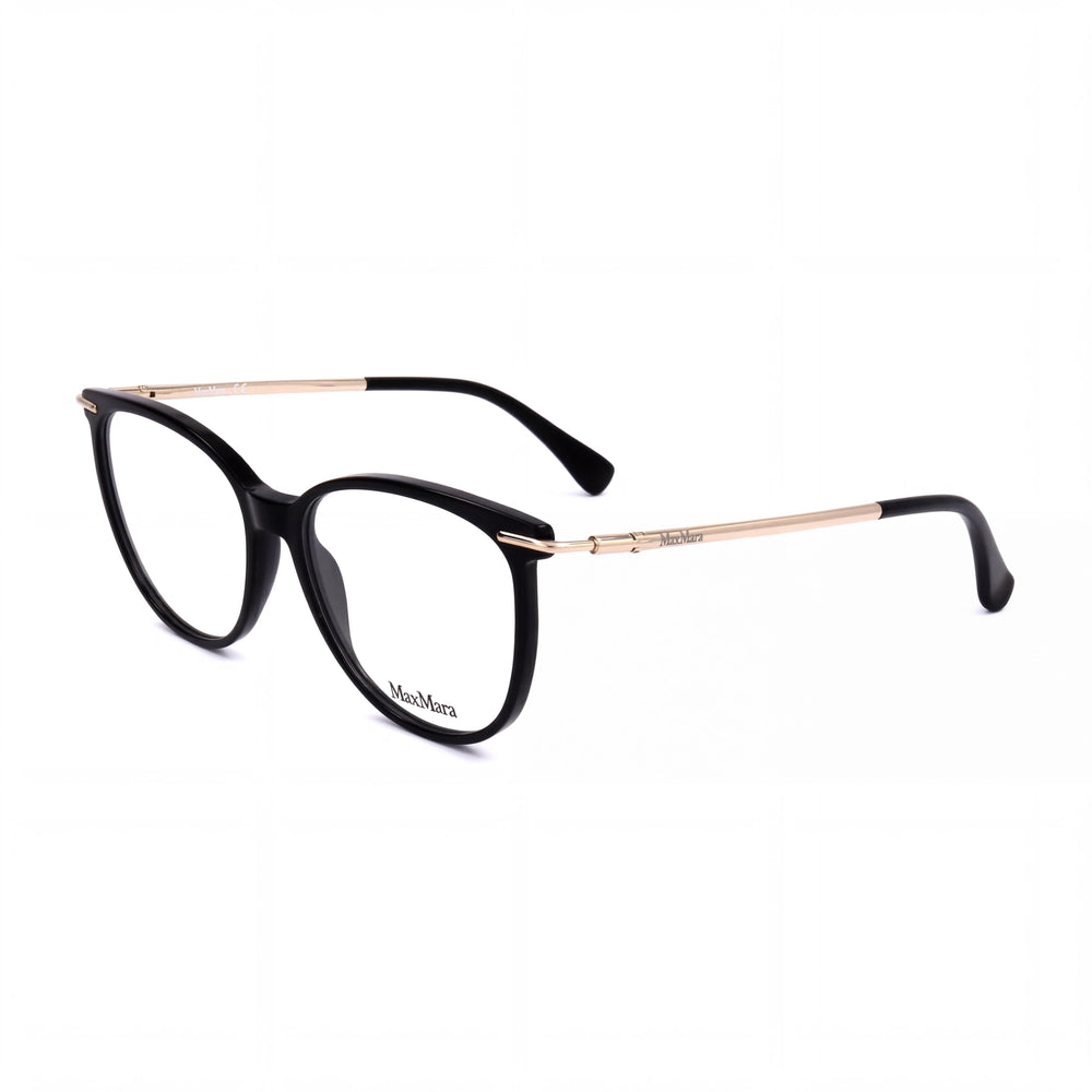 MaxMara Casual Women's Shiny Black Plastic Frame Eyeglasses with Transparent Plastic Lenses 54-15-135