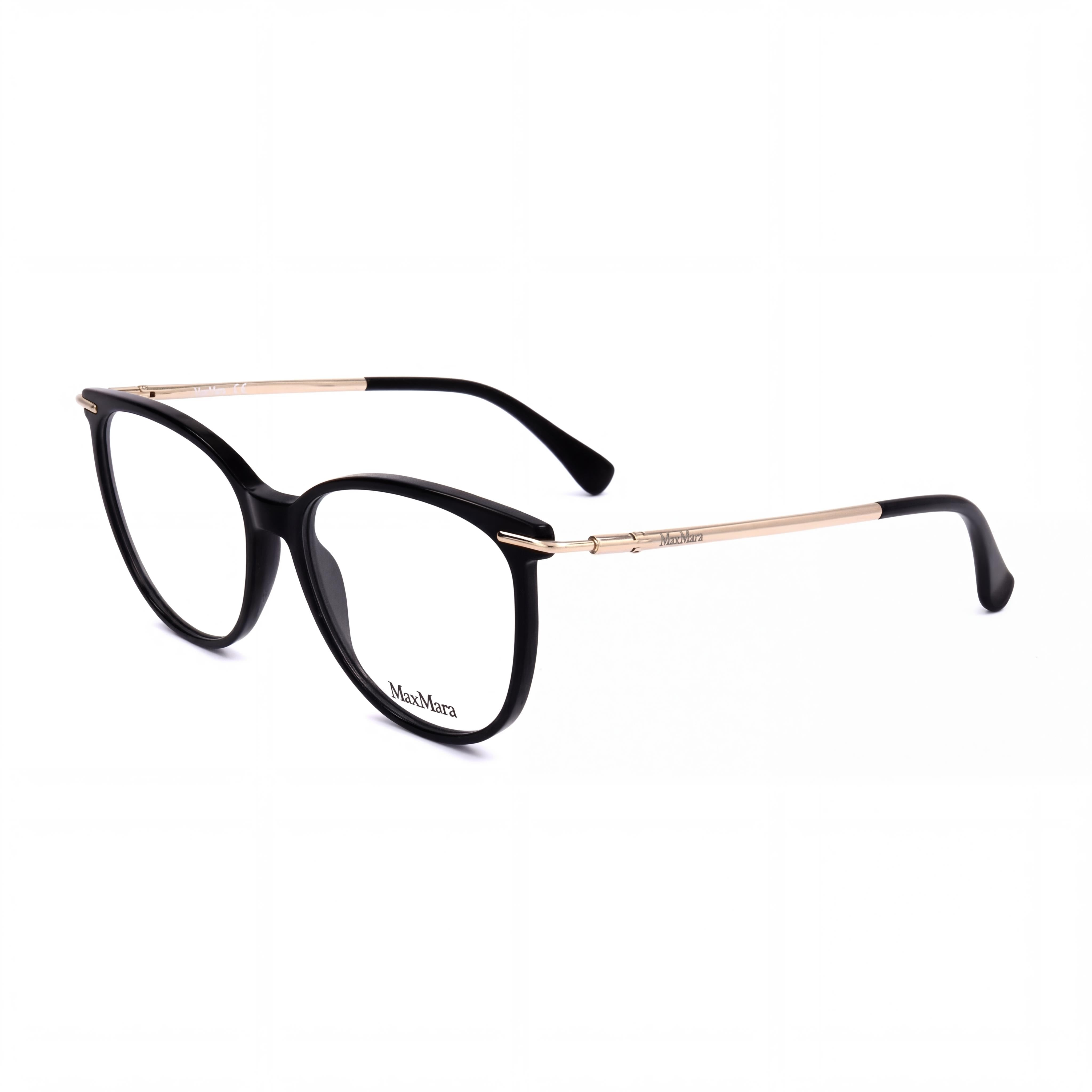 MaxMara Casual Women's Shiny Black Plastic Frame Eyeglasses with Transparent Plastic Lenses 54-15-135, Photo 1