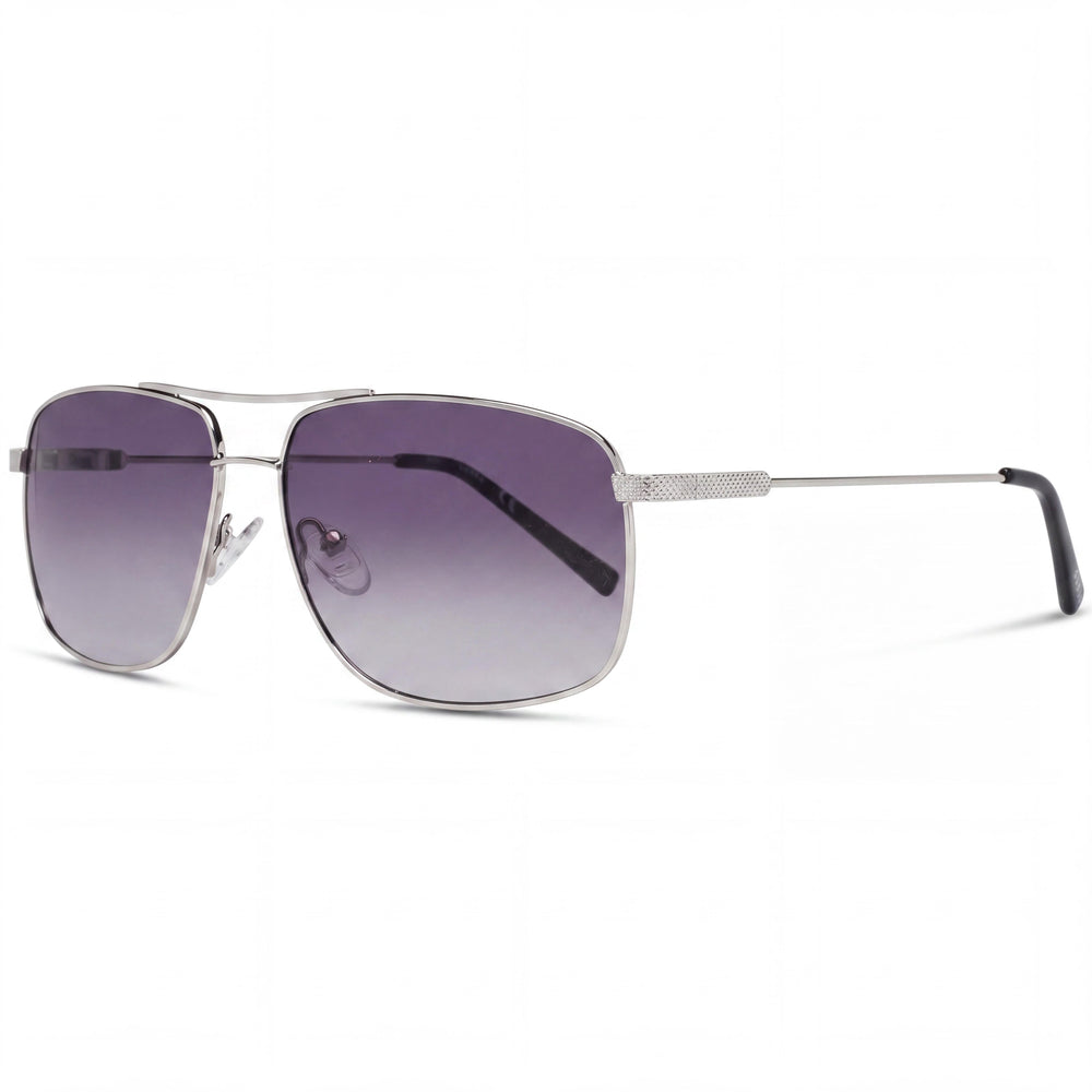 GUESS Classic Men's Navigator Shiny Light Nickeltin Grey Smoke Gradient UV 400 Non-Polarized Sunglasses 59mm