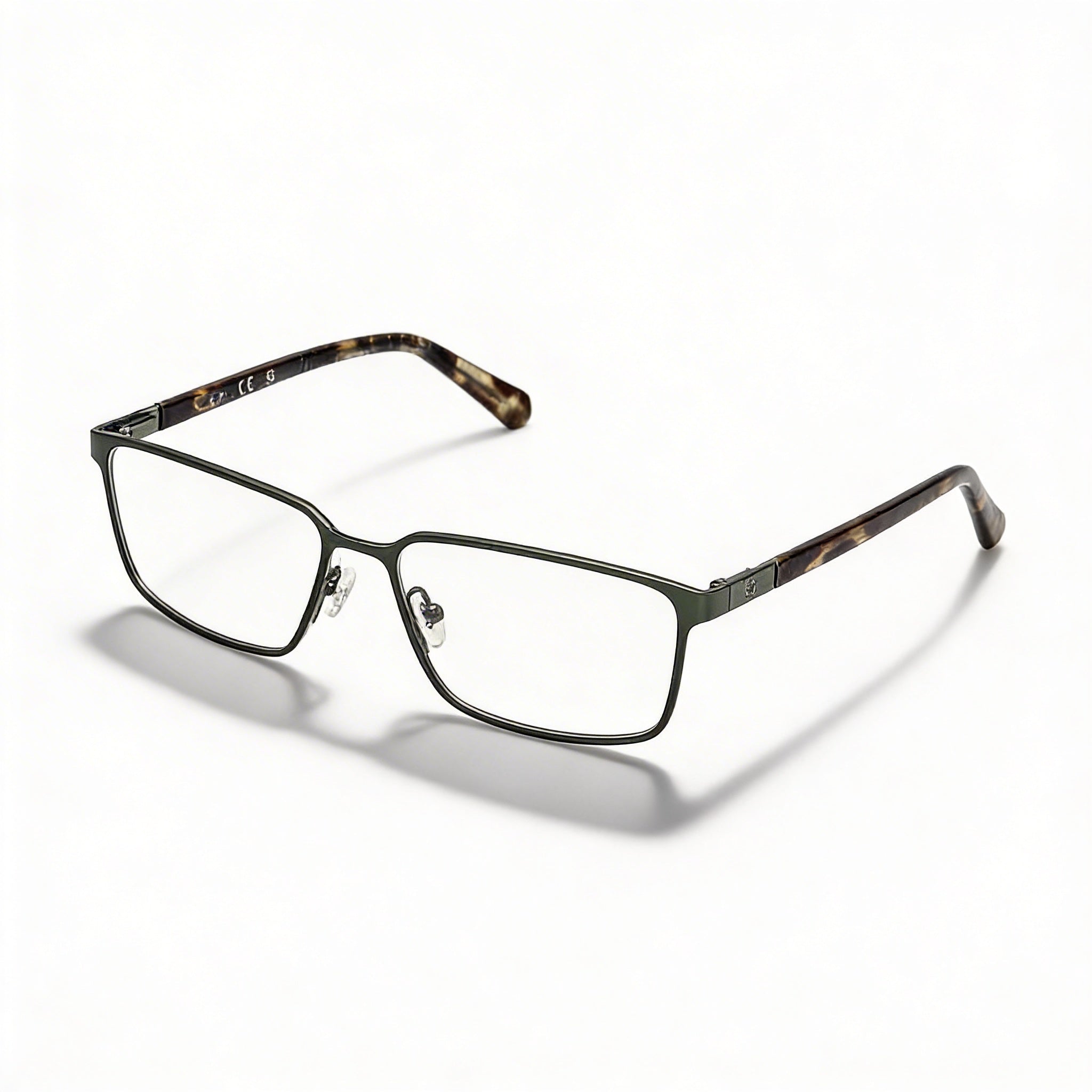 Gafas Guess Gu50244 para hombre con montura metálica y lentes de policarbonato, verde oscuro mate y brillante, 57-16-145, Photo 1