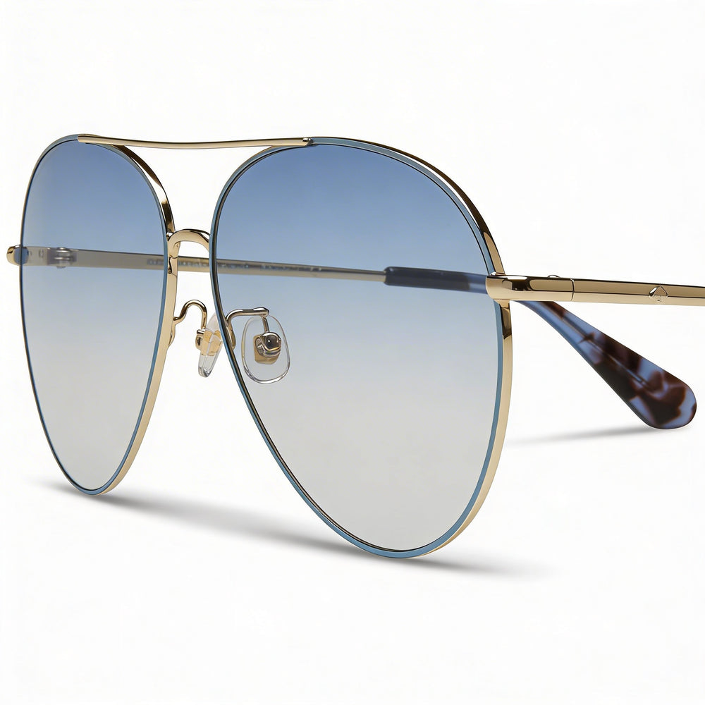 kate spade new york Carolane/F/S Women's Pilot Metal Frame UV Protected Sunglasses Blue Gold Frame Blue Lens 61mm