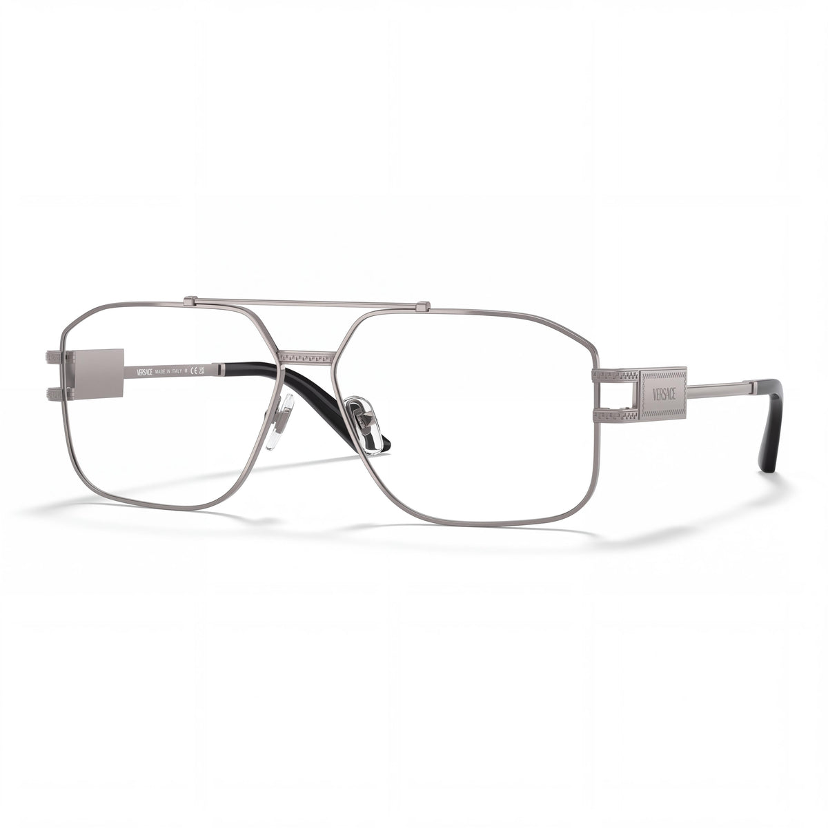 Versace Unisex Designer Stainless Steel Eyeglasses with Silver Frame and Clear Lenses 57mm, Photo 1