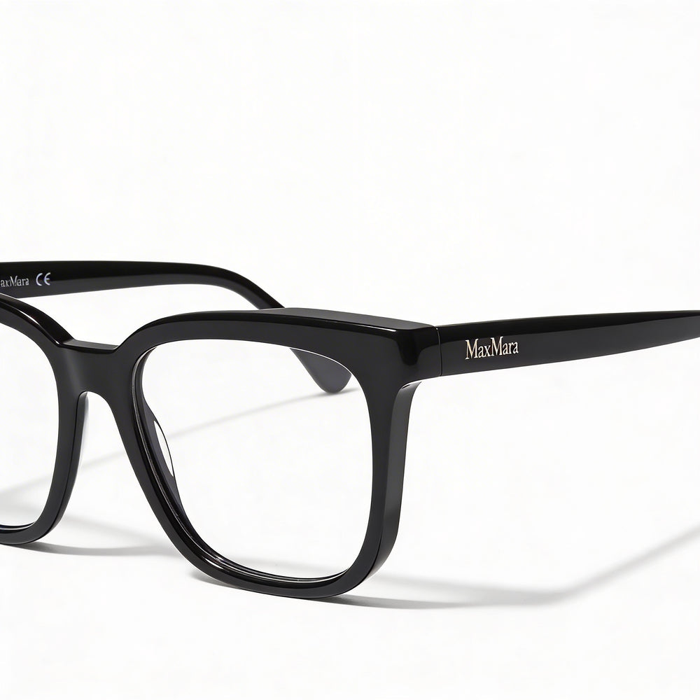 MaxMara Modern Women's Eyeglasses with Shiny Black Plastic Frame and Clear Lenses Size 51-16-140
