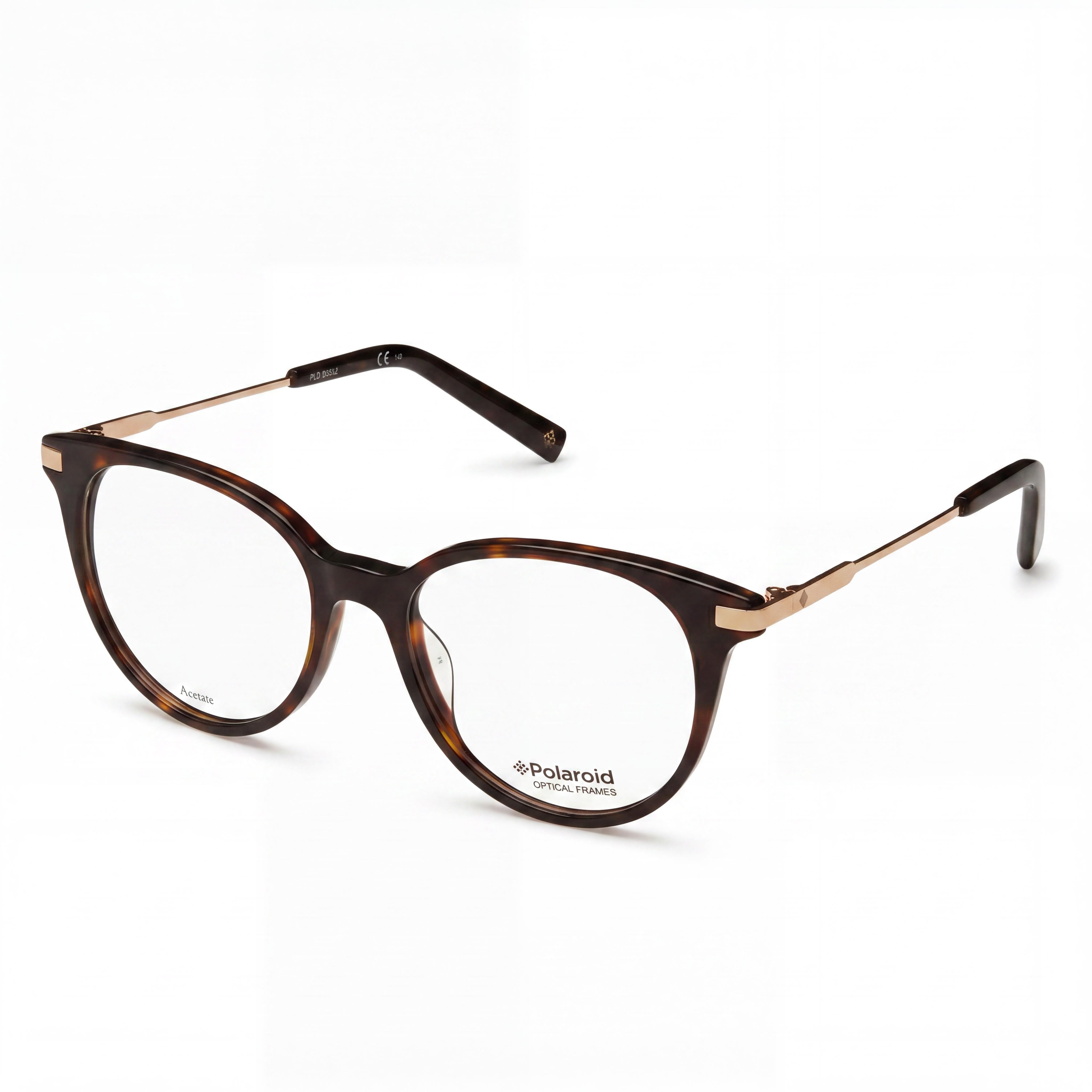 Polaroid Sunglasses Women's Modified Oval RX-able Plastic Eyeglasses Dunkel Havana Hell Gold 49mm, Photo 1