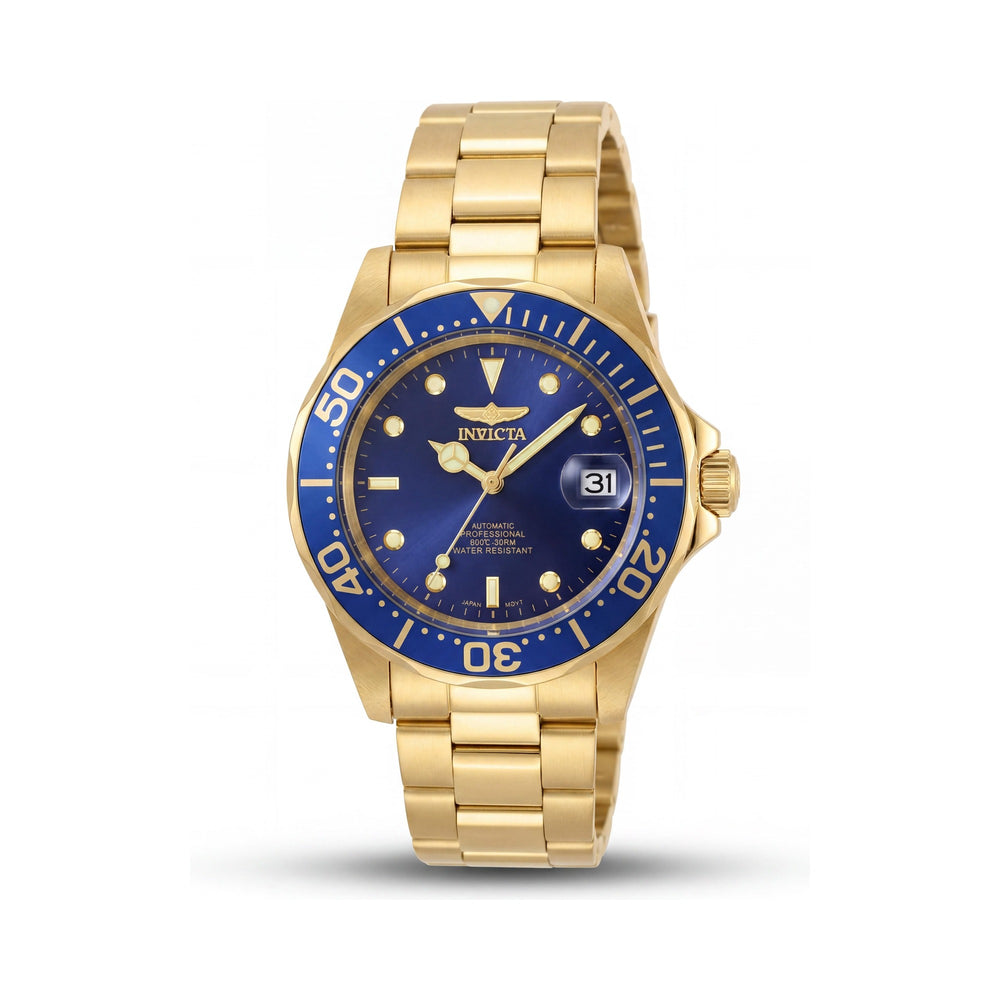 Invicta 5053 Bracelet Men's Gold-Tone Stainless Steel Automatic Luminous Blue Dial 200m WR Screw-Down Crown 40mm Watch