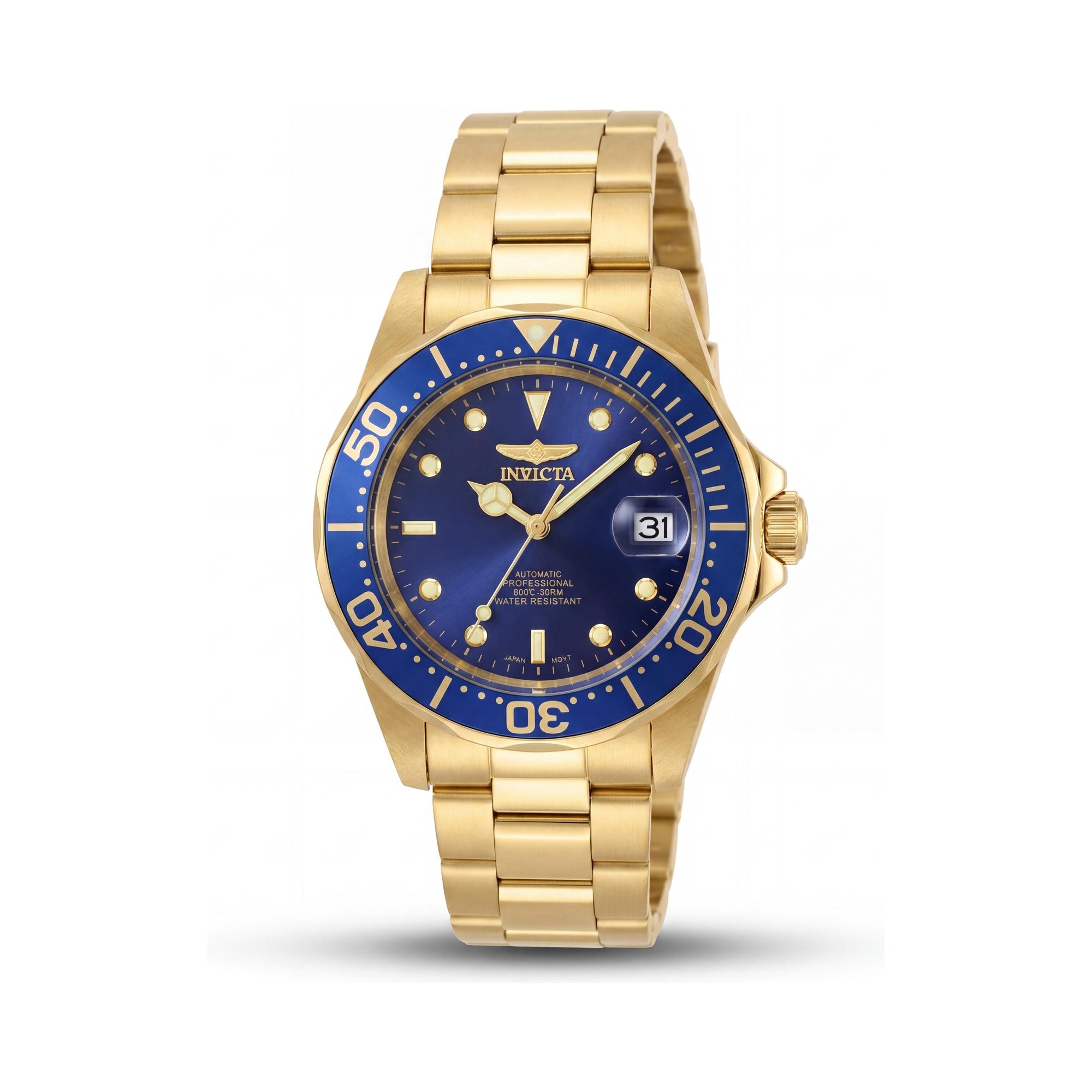 Invicta 5053 Bracelet Men's Gold-Tone Stainless Steel Automatic Luminous Blue Dial 200m WR Screw-Down Crown 40mm Watch, Photo 1