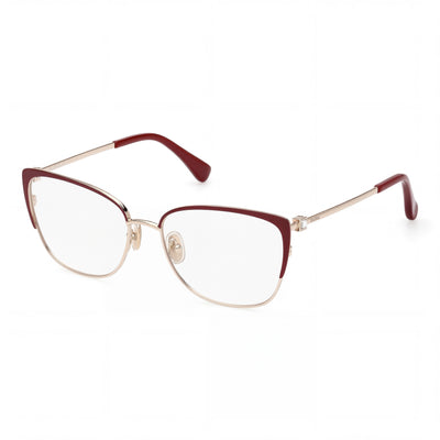 Montura de Gafas para Mujer MaxMara Modern, Montura de Metal Dorada Marrón Havana, Ancho de Lente 55mm